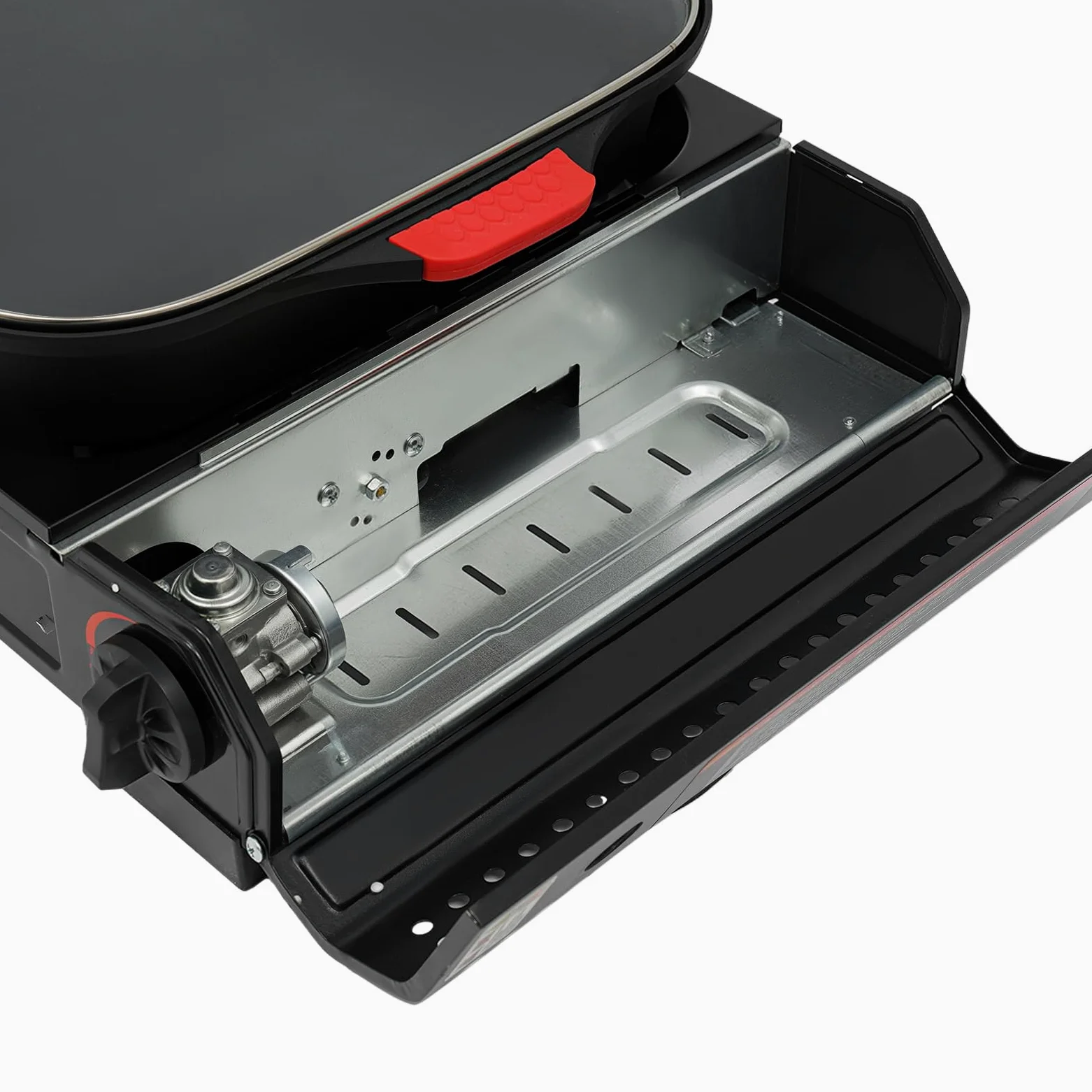 Barbacoa de gas de camping de 2100 W, hornillo de gas para camping, hornillo de gas portátil para exteriores, parrilla de mesa para exteriores, placa de calor integrada, sistema de encendido