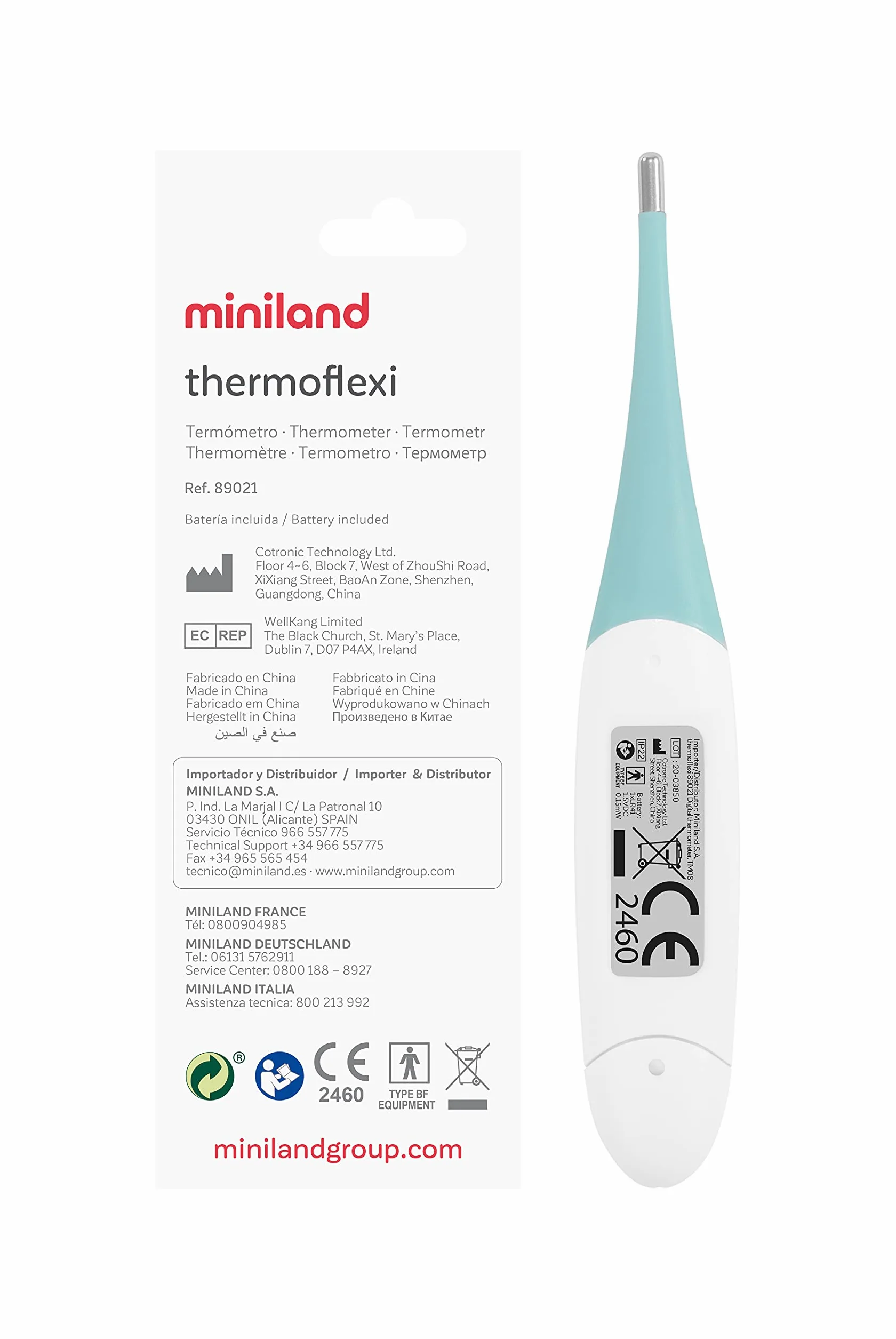 Miniland Thermoflexi Termometro Digital Flexible Impermeable con Alarma de Fiebre para Adultos y Niños