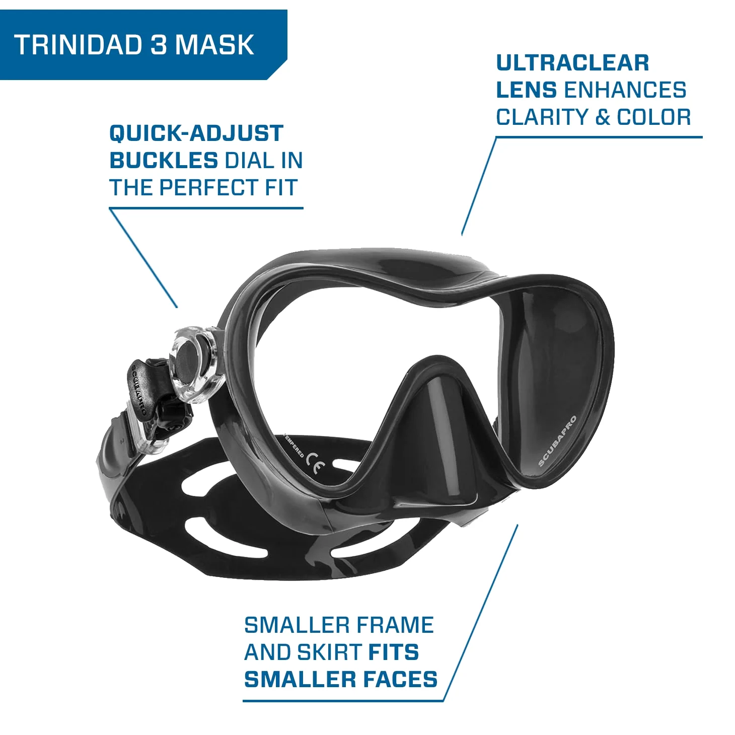 Scubapro Trinidad - Máscara y esnórquel para adultos, color negro