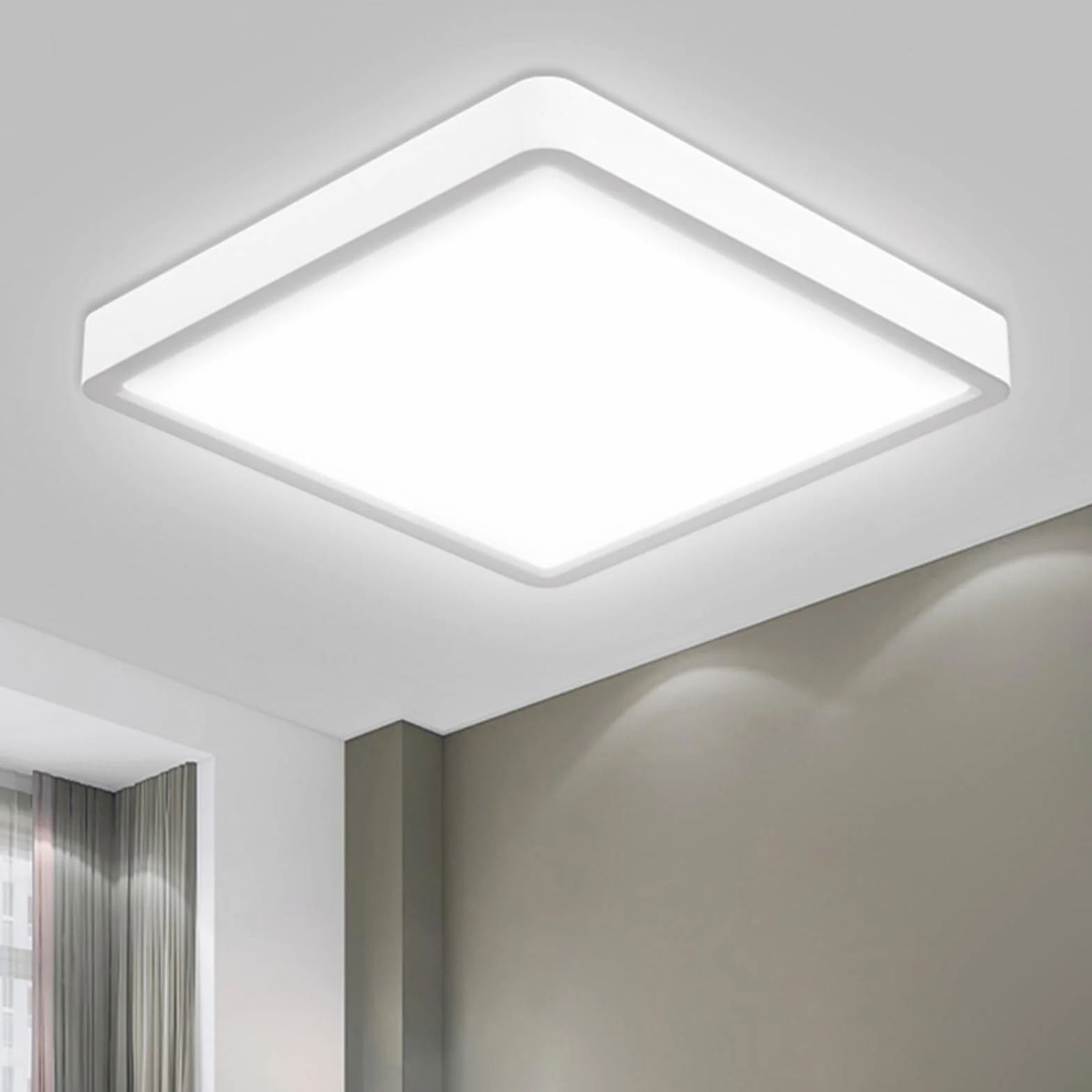 LQWELL Lámpara de Techo LED IP44 18W 6000K 1600LM Cuadrada Plana 220x24 mm