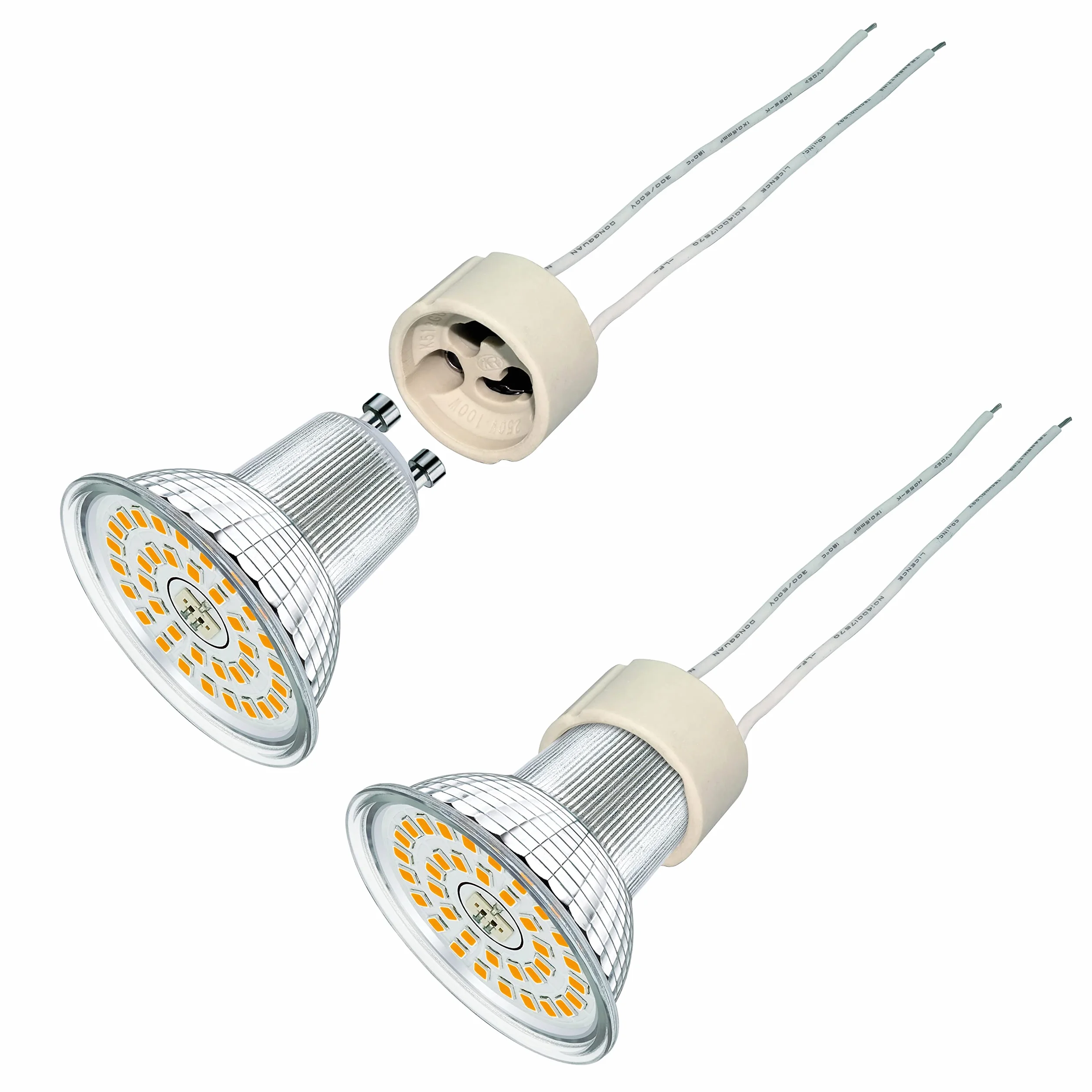 EACLL GU10 Bases para Lámparas, Casquillo Portalámparas Zócalo de Cerámica, Pack de 10, Con Cable de Silicona