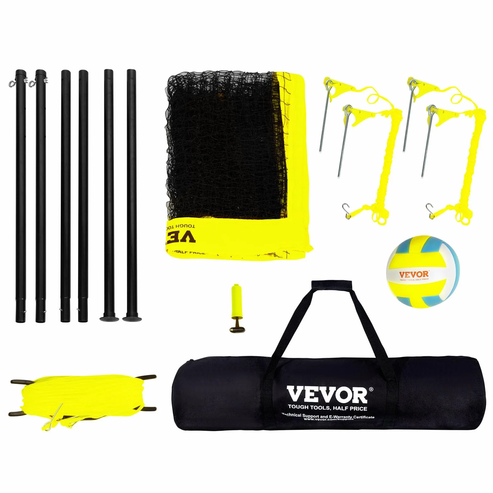 VEVOR Sistema de Red de Voleibol, Postes de Aluminio Unisex Adulto