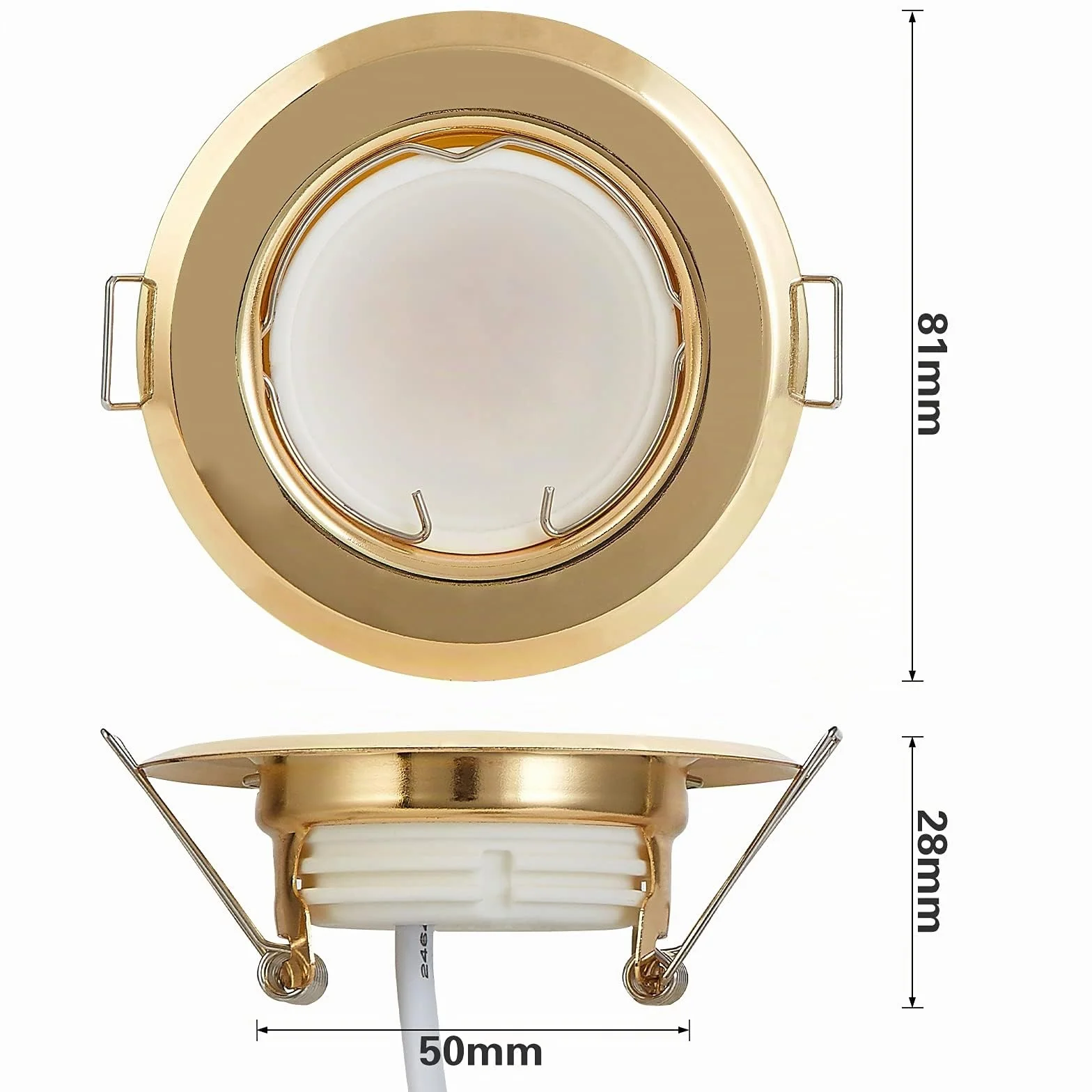 Foco LED plano empotrable ultra plano dorado 230V 3W 320 lúmenes 120° regulable 55mm recortado blanco paquete 3