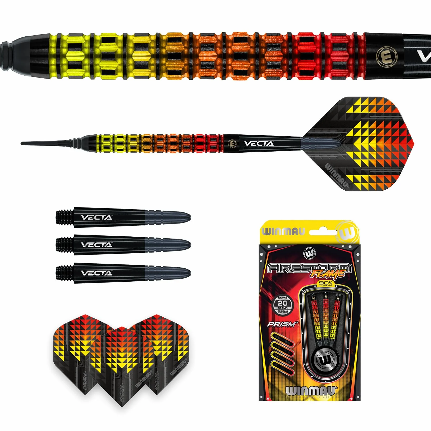 WINMAU Dardos Firestorm Flame Straight 90% 20gr