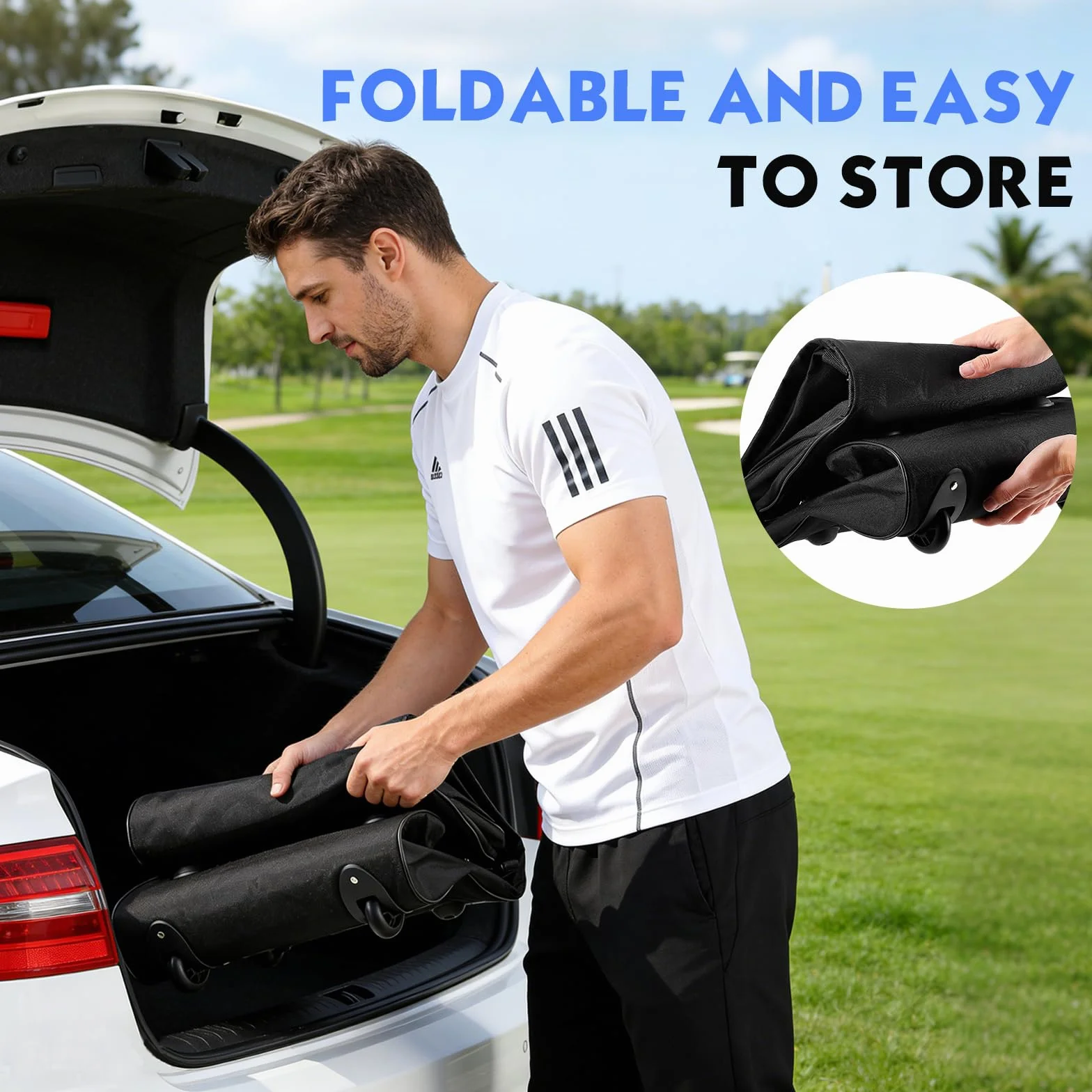 Golf Bolsa de Viaje con Ruedas, Bolsa de Viaje para Golf con Ruedas, Maleta Plegable Palos Oxford 900D, Resistente al Agua, Portátil para Hombres y Mujeres Exteriores, 128x38x23cm, Negro