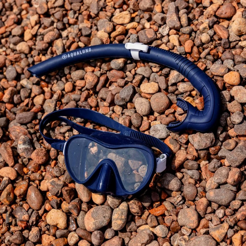 Aqualung Neos - Set de Snorkel con máscara monovidrio sin armazón + Tubo de Silicona, Vidrio Templado de Buceo, Volumen 170cm³, Compacto para Viajar