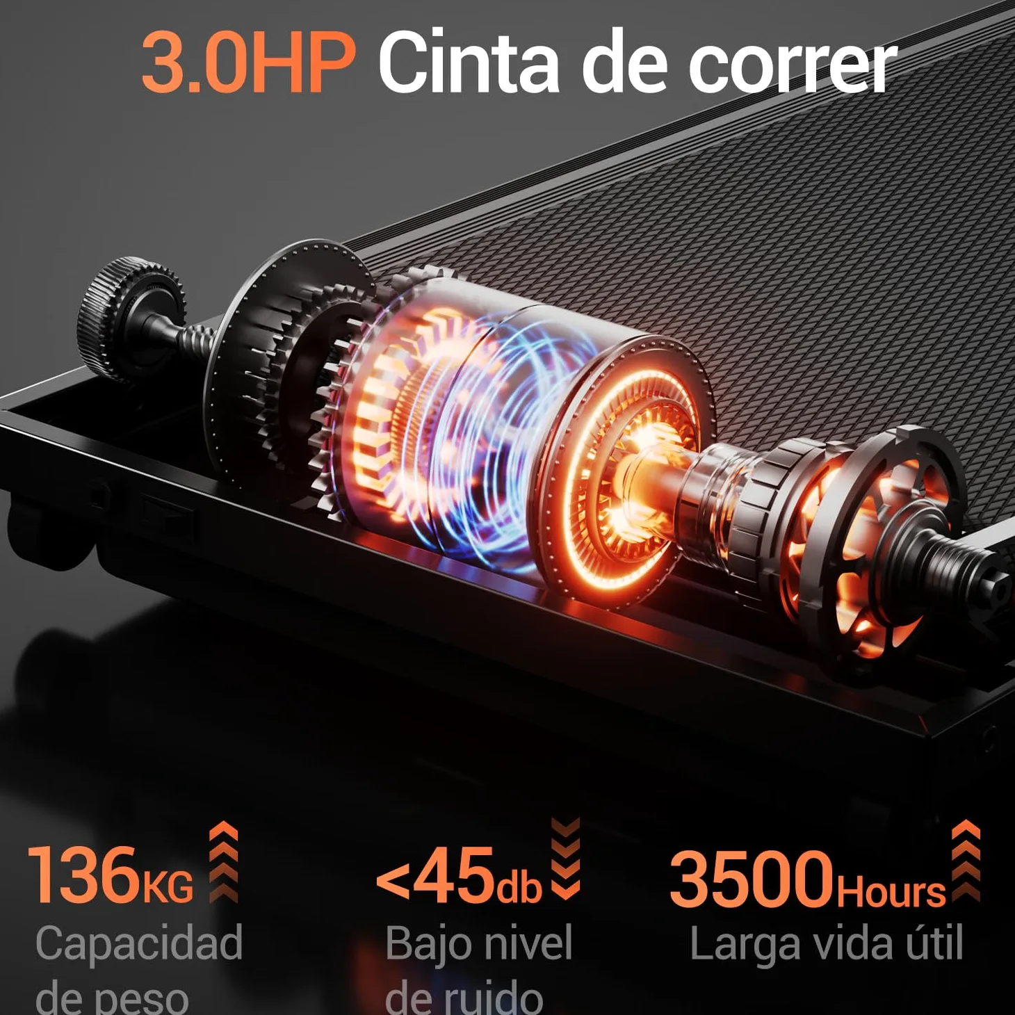CURSOR Cinta de Correr Plegable con Inclinación, Cinta de Andar Plegable,Caminadora Electrica para Casa Equipado con un Motor de 3,0 CV y Pantalla LED,Máximo 136KG