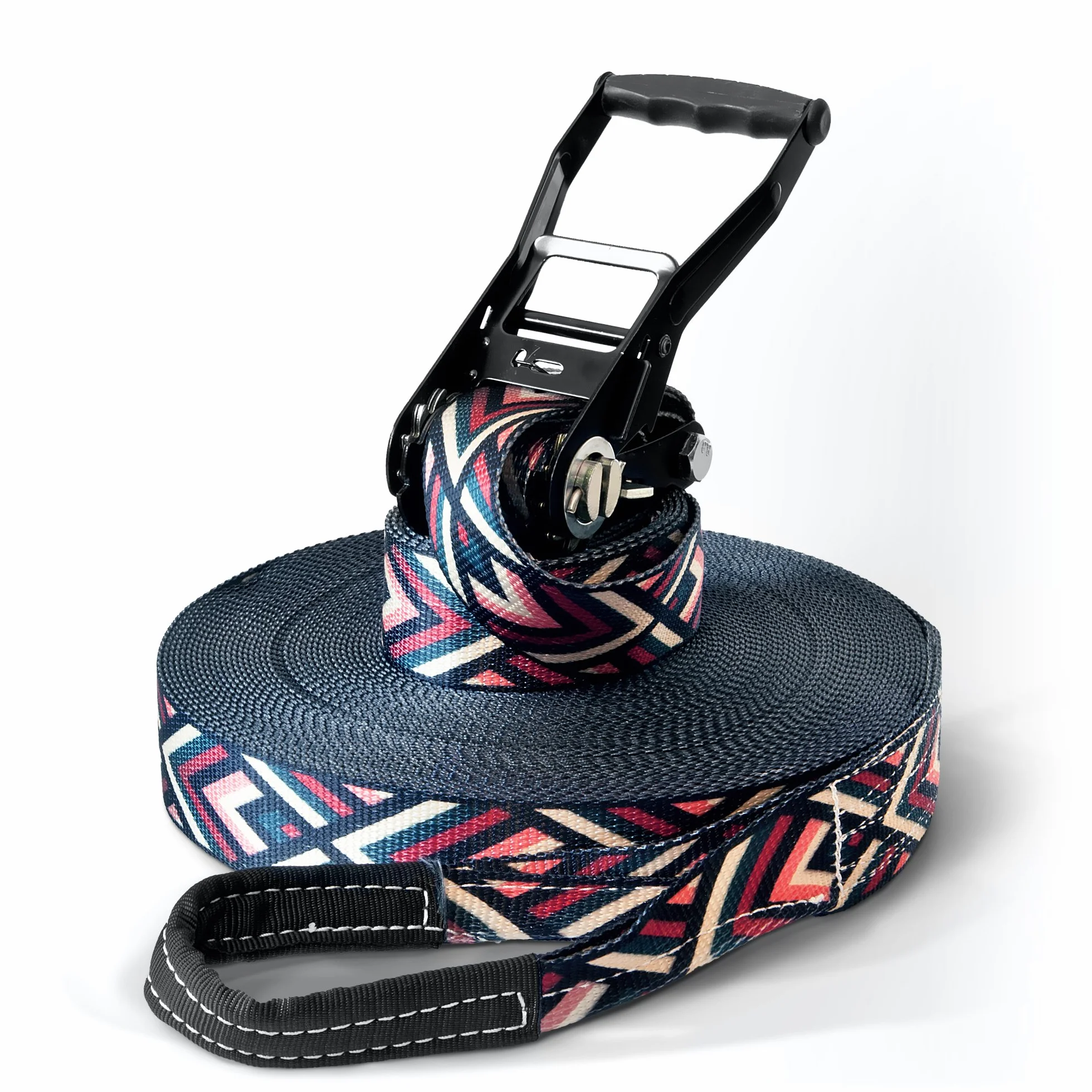 Juego de Slackline - de 15, 25 o 35 m de longitud y 5 cm de ancho, diseño único «Striving», incluye bolsa de transporte moderna / bolsa de entrenamiento y protección para árboles y carraca de Secoroco