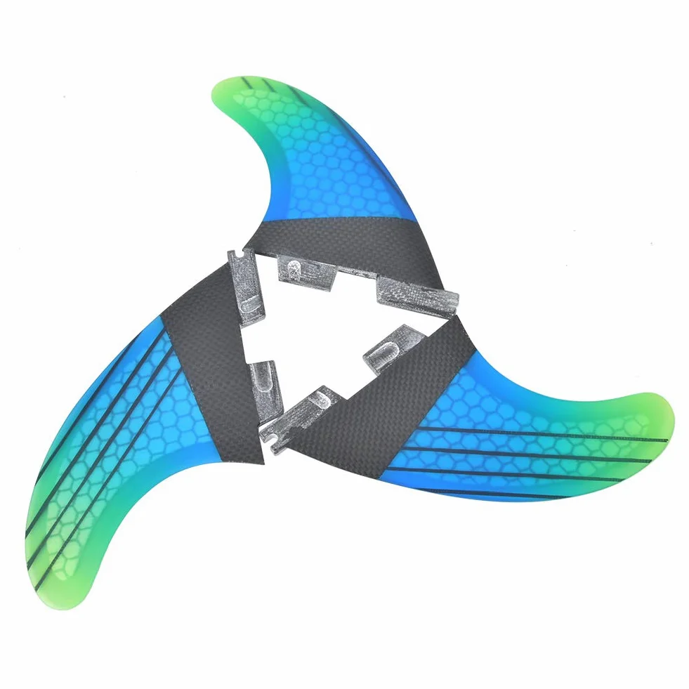 Fiberglass FCS2 elegante Agrase de surf verde de la aleta de aleta de surf de aleta flexible para ondas huecas y paletas de paleta