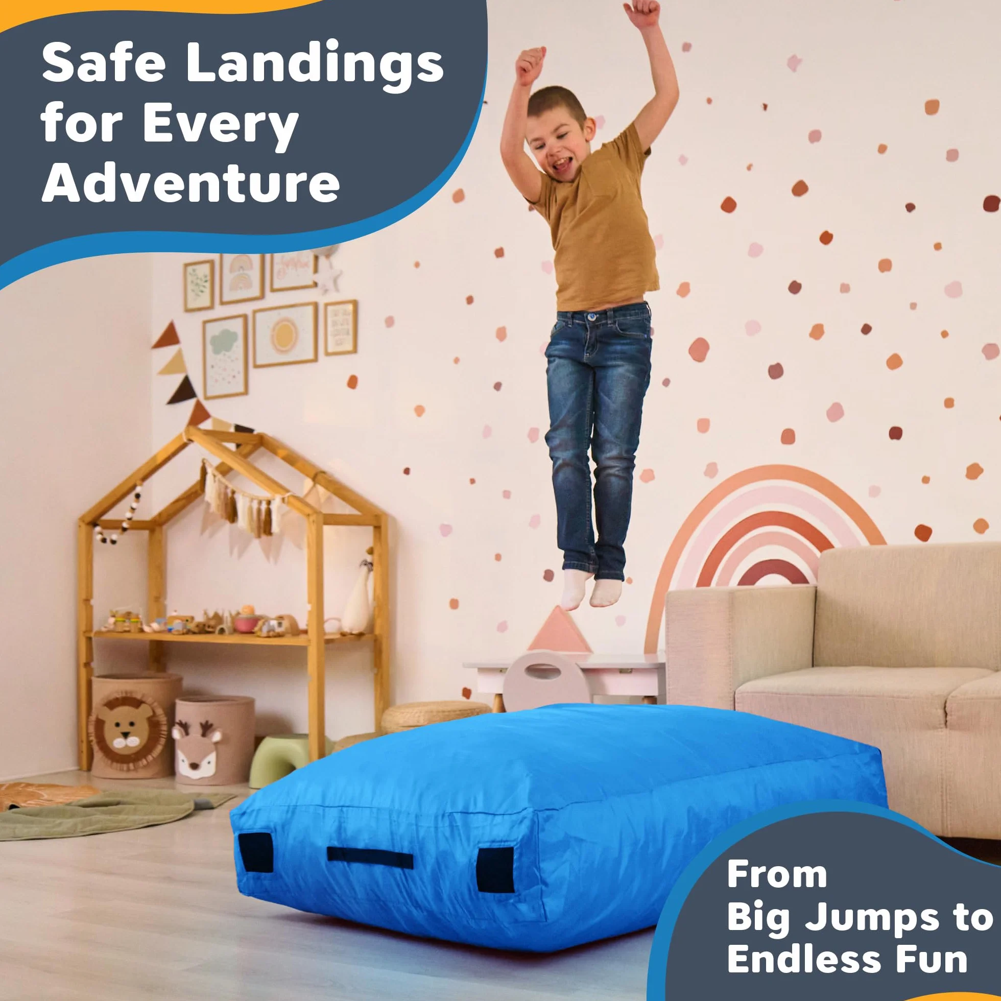 SaferBounce Sensory Crash Pad para Niños 152x152 cm Colchoneta Autismo Alfombra Espuma Escalada Gimnasia