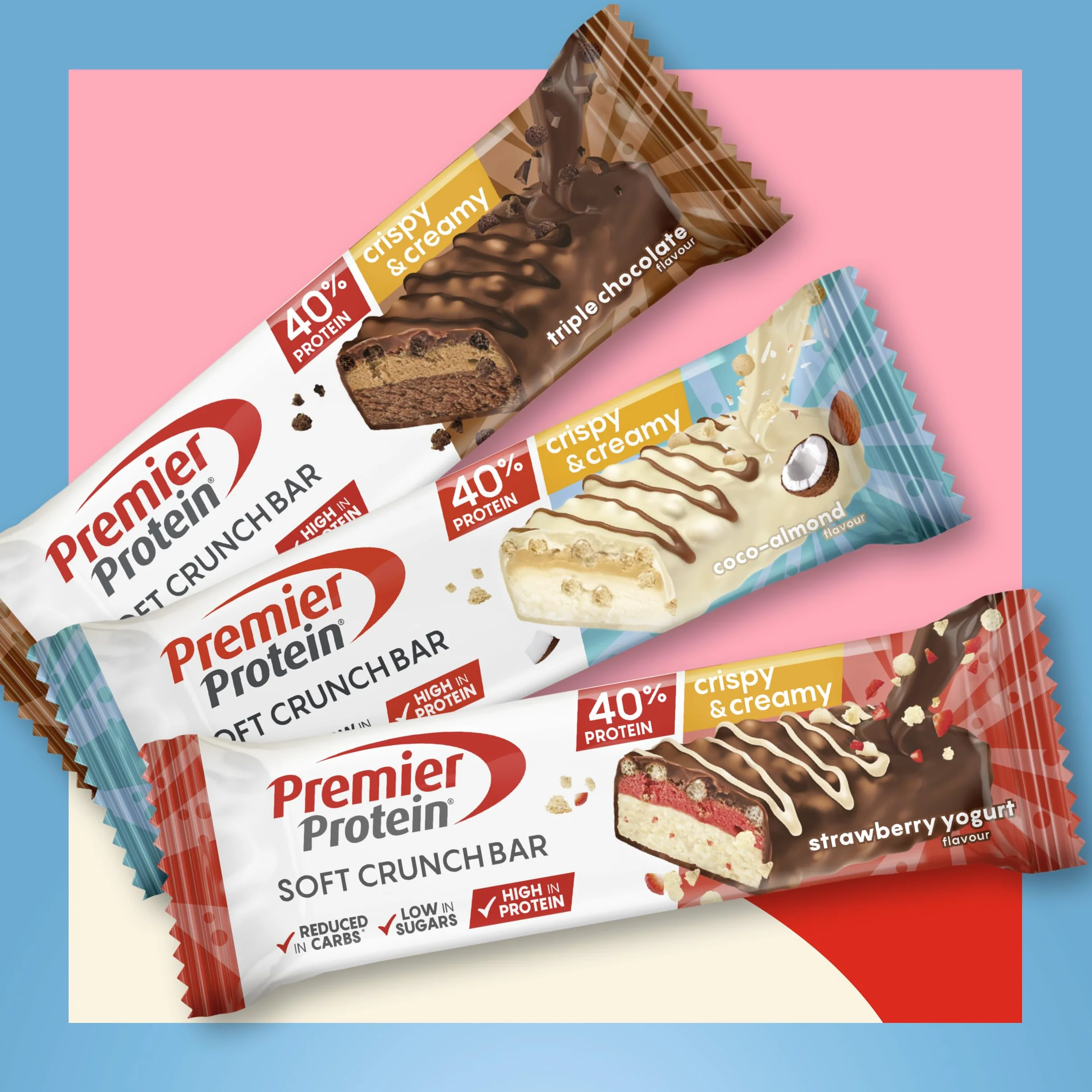 Premier Protein Soft Crunch Bar Triple Chocolate 40% Protein 12x40g