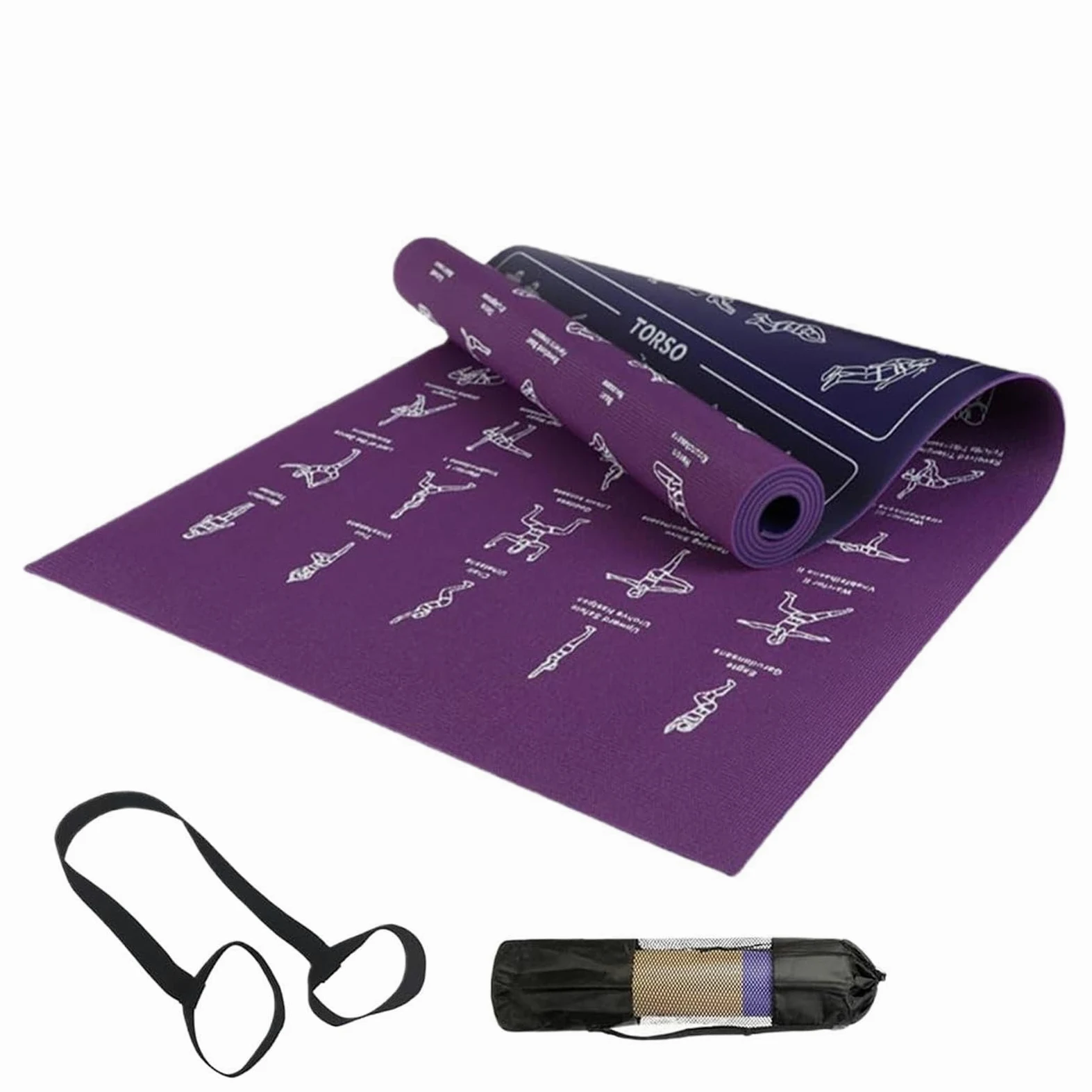 Alfombrilla de Yoga Gruesa Con Almacenamiento Antideslizante Suave | Esterilla de Yoga Antideslizante para Ejercicio para Hogar Viaje Gimnasio Estudio Pilates Fitness Aire Parque Infantil