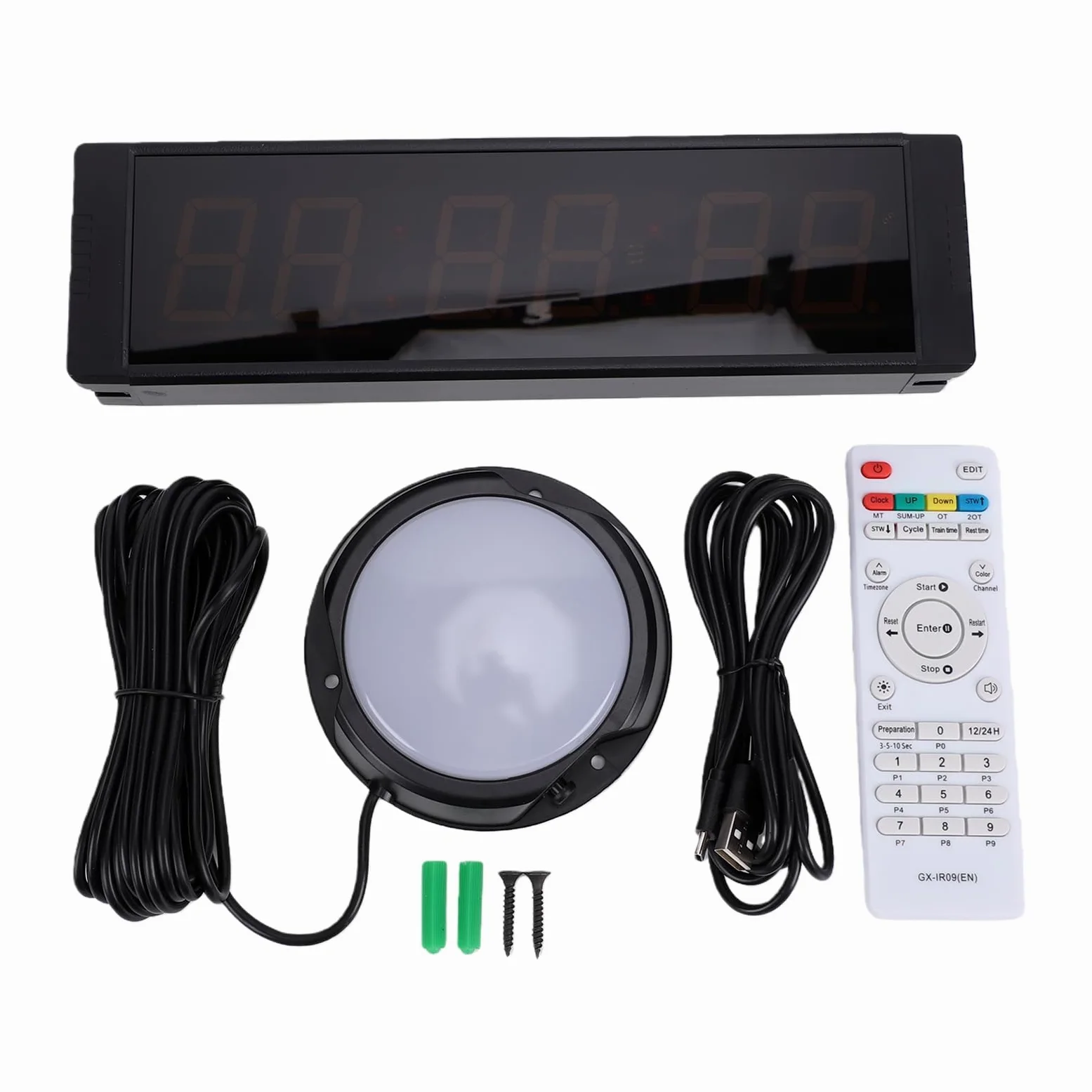 Reloj Digital de Cuenta Regresiva con Control Remoto, Pantalla LED Verde, Temporizador de Ejercicios para Deportes y Reuniones, Construcción de Aluminio Duradera
