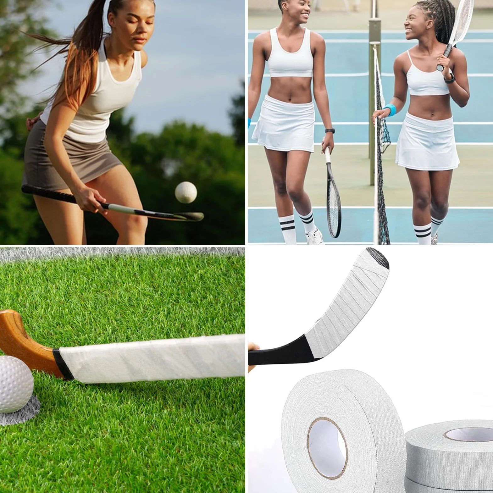 2 Rollos Cinta Palo Hockey Cinta Hockey Stick Cinta de Hockey Autoadhesivas 2,5cmx25m Cinta de Tela para Hockey, Cinta Adhesiva Hockey para Golf, Tenis, Bádminton (Blanco)