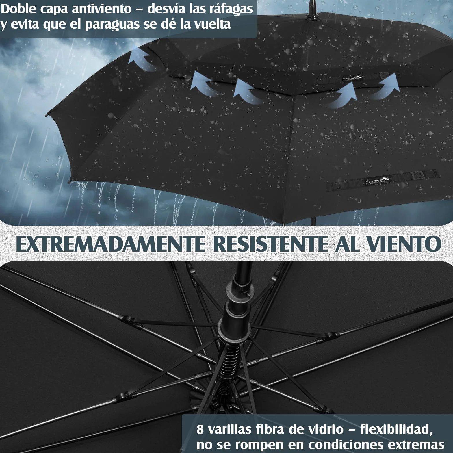 ZOMAKE Paraguas de Golf Grande Resistente al Viento,Resistente al Viento,50/54/62/68/72 Pulgadas,Paraguas de Golf Grande,Doble Toldo Ventilado para Hombres,Paraguas Extragrande de Gran Tamaño