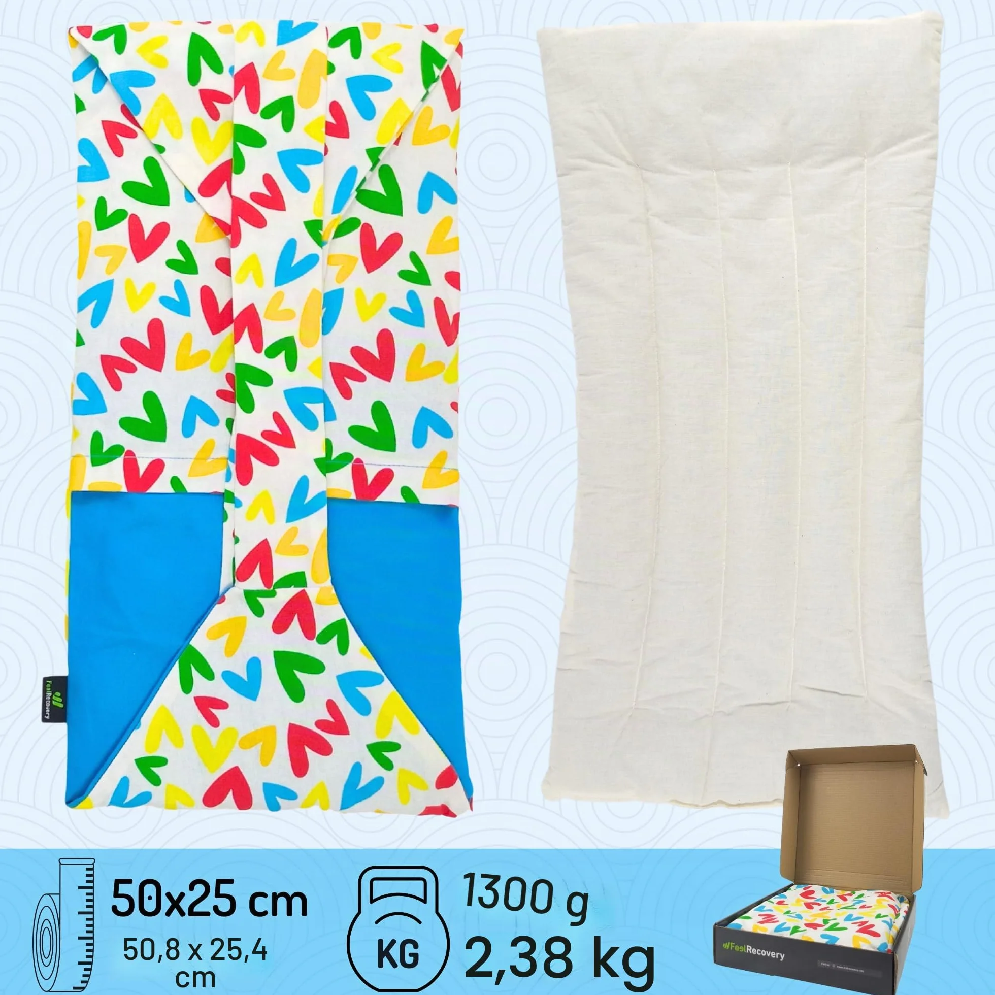 Faja Térmica Lumbar de Semillas Almohada de Calor para Espalda 50x25 cm Saco Térmico Grande Funda Lavable Algodón 100% Lavanda