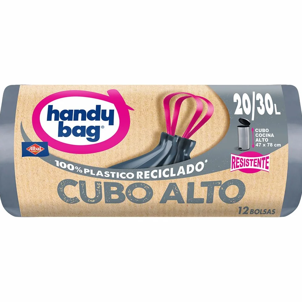Bolsas de Basura Cubo Alto 20-30L 12 Unidades Extra Resistente Antigoteo Autocierre Plástico Reciclado