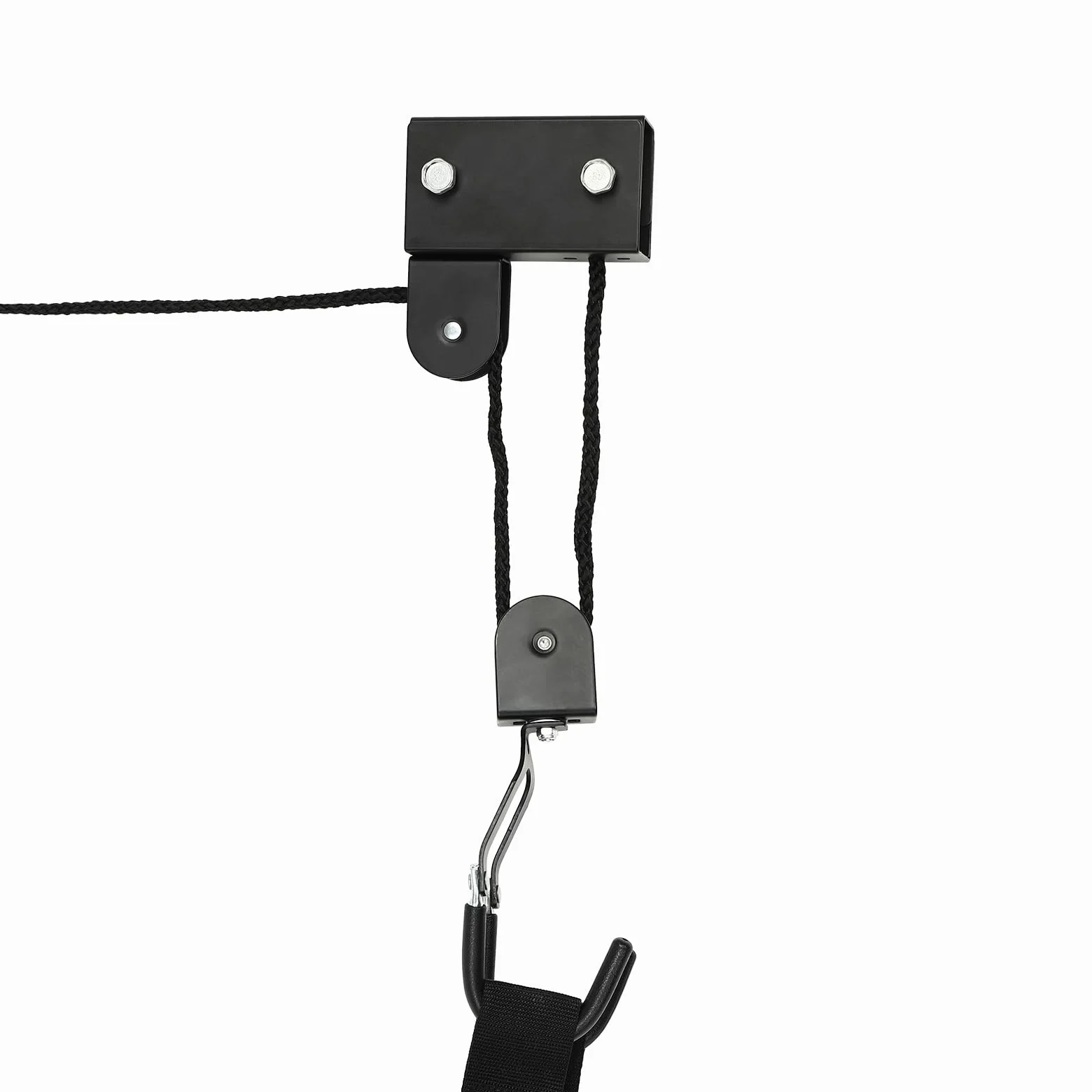 Sistema de polea superior para kayak, elevador de techo para kayak, kayak y canoa con cuerda resistente para colgar en la parte superior para canoas, escaleras de bicicletas y más con 57
