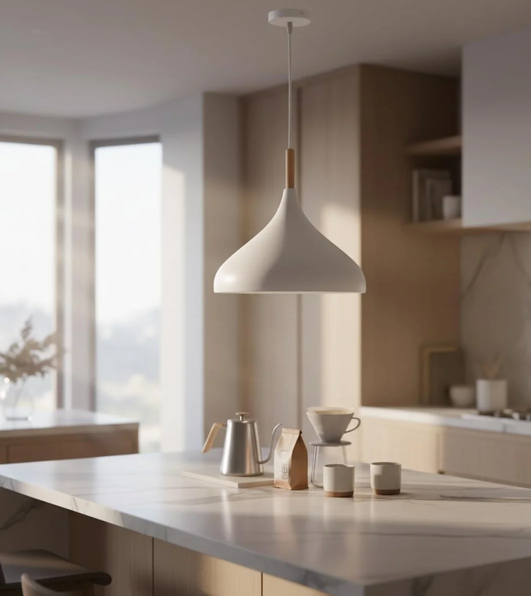 Lámpara Colgante Baviera BEL AIR HOME 1xE27 30 cm Metal Madera Altura Ajustable Blanco