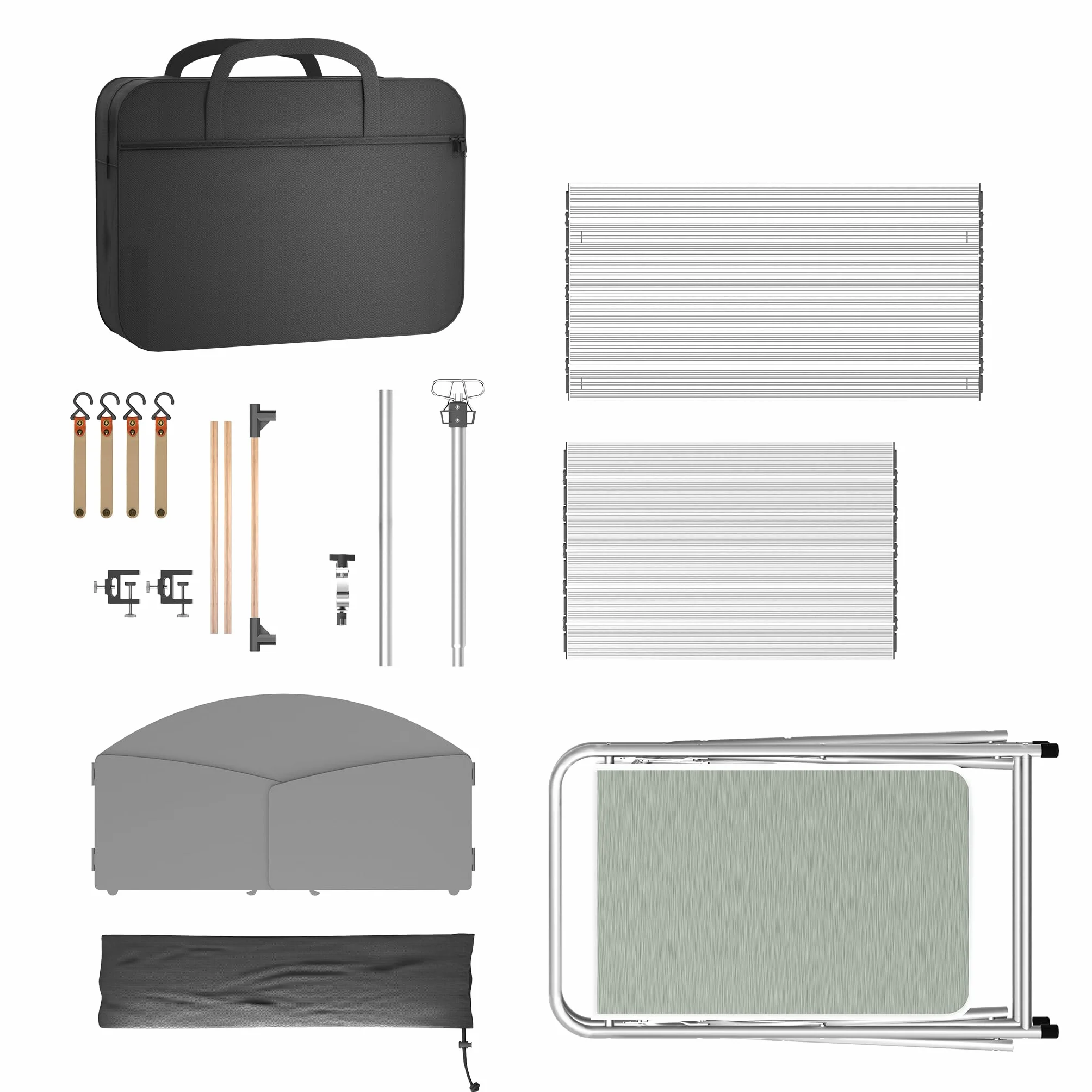 FIVMEN Cocina de camping plegable para camping, armario de aluminio con 3 encimeras, armario, soporte para luz y 4 ganchos, armario de cocina para exteriores