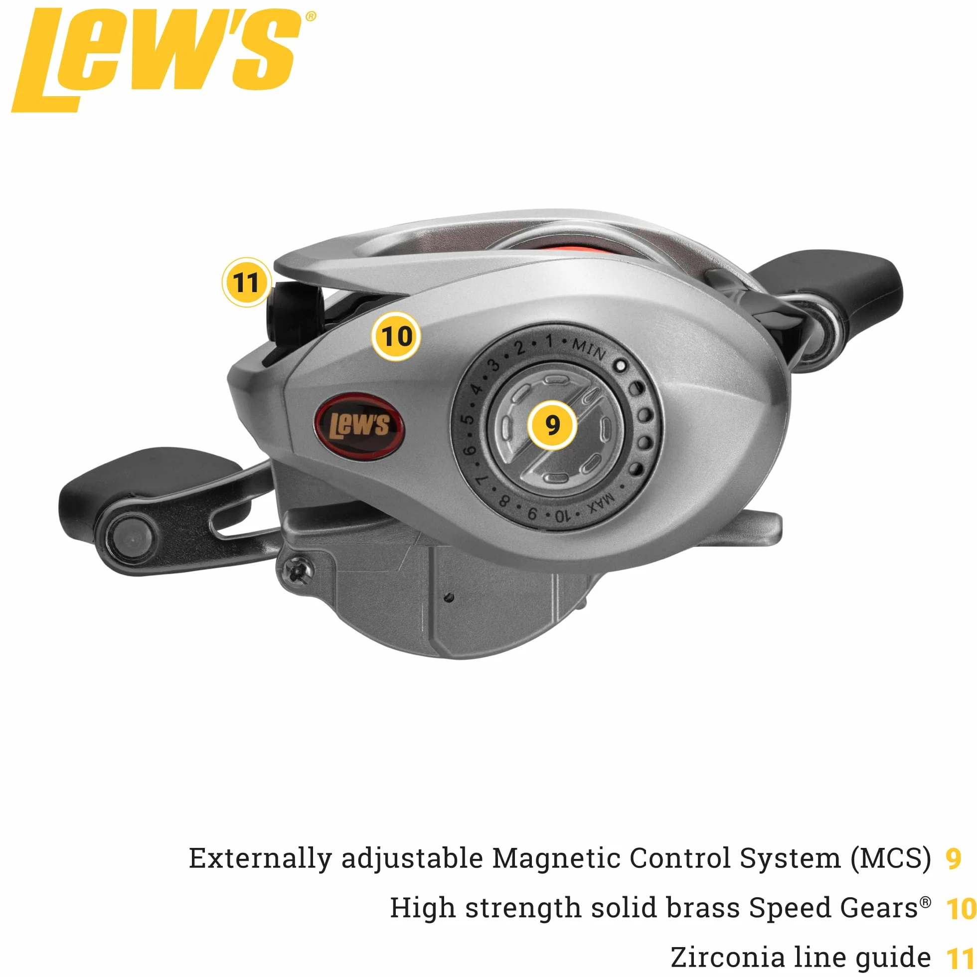 Lew's Laser MG Speed Spool SLP Baitcast - Carrete de Pesca, Marco de Grafito, Sistema de 8 rodamientos con rodamientos de Bolas de Doble blindaje de Acero Inoxidable