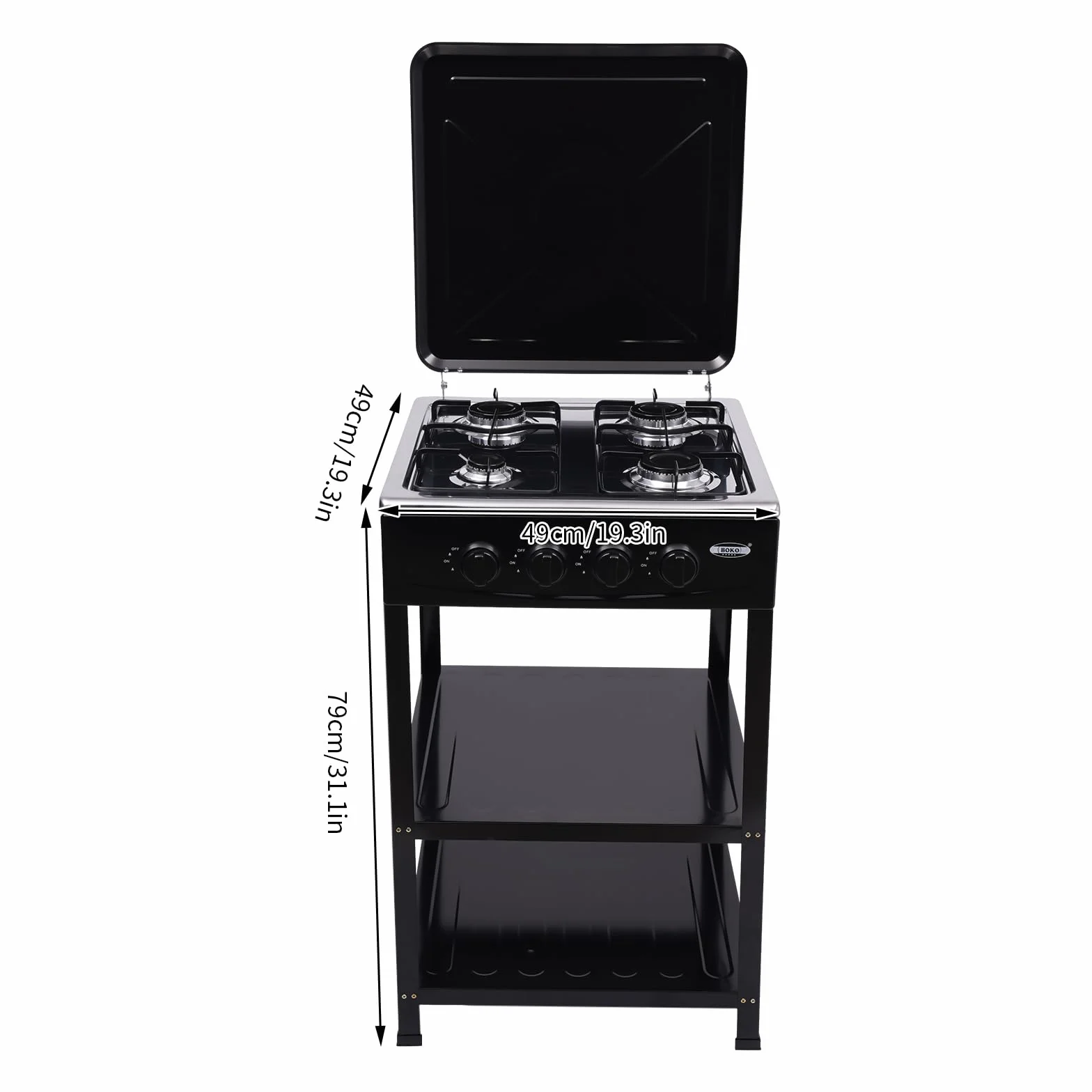Hornillo de gas para camping de 2,5 kW, 5 quemadores con placa de gas, para interior de camping, estufa de gas, portátil, para bombona de gas (4 quemadores, negro)