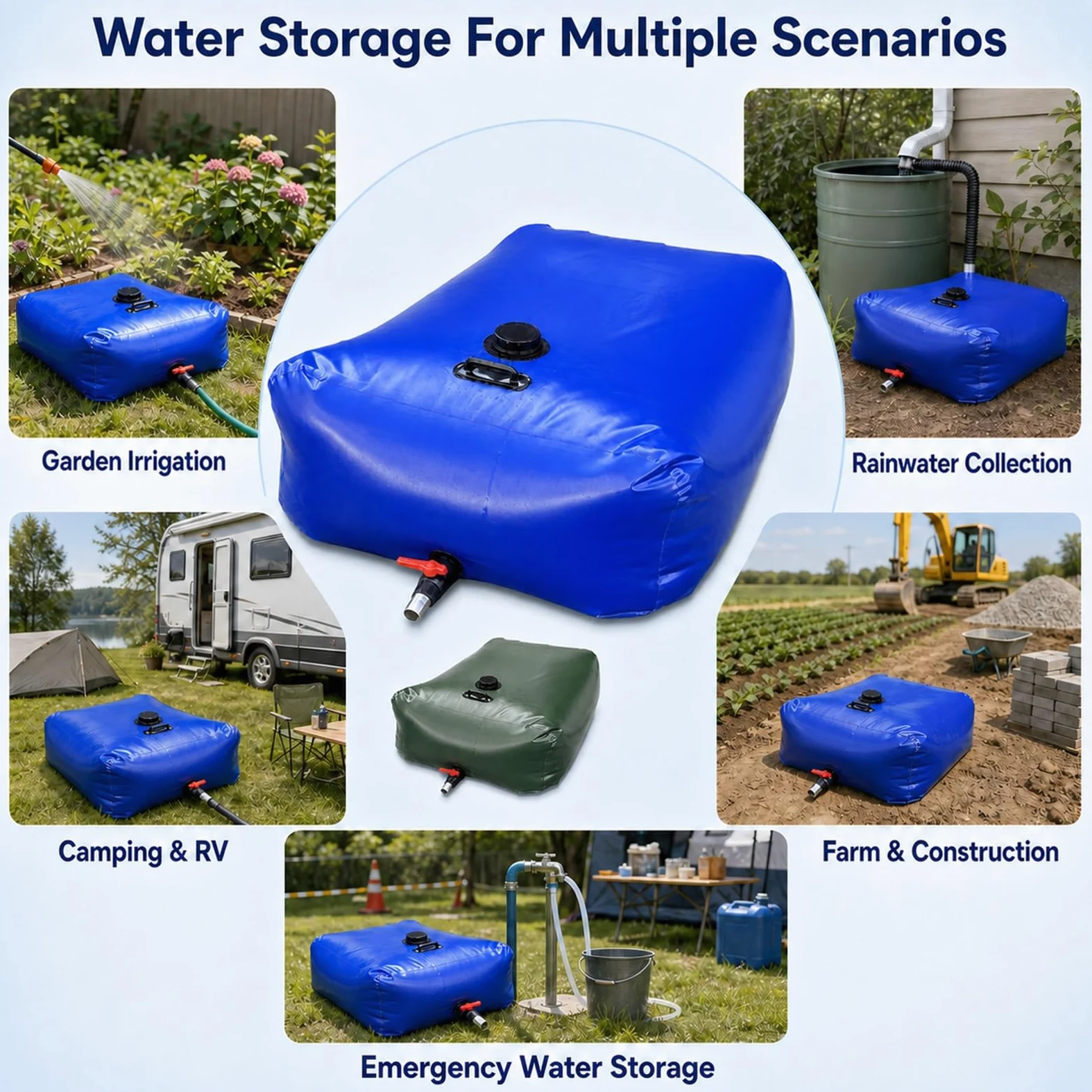 DepóSito De Agua Plegable con Grifo,Tanque Agua PortáTil Plegable,Contenedor De Almacenamiento De Agua Plegable PortáTil,FáCil De Usar,para Caravana Aplicable Al Almacenamiento