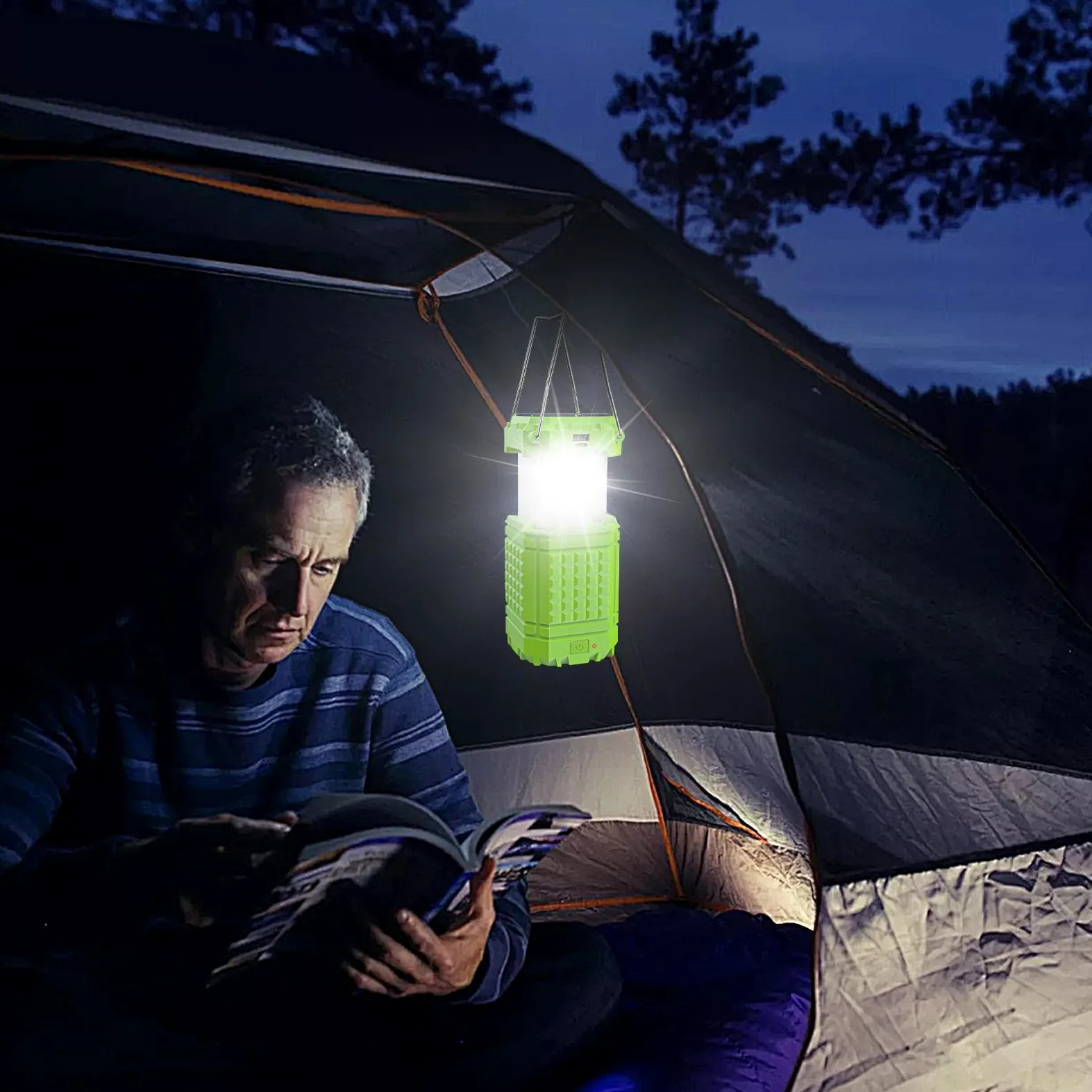Linterna de Camping Linterna Plegable | Linterna Solar con Carga USB Para barbacoa, reparación de coche, senderismo, pesca, escalada, jardín y patio