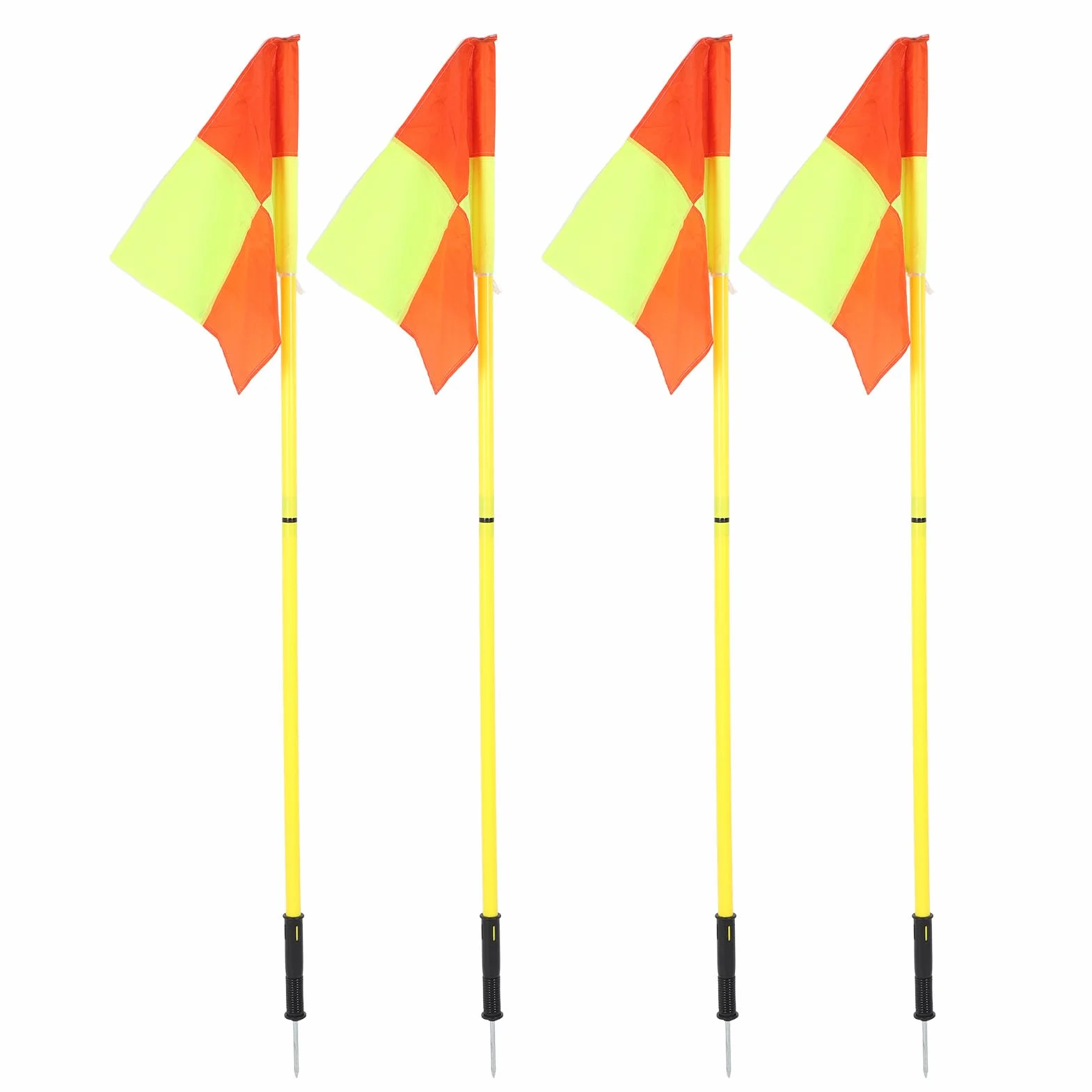 Bewinner Juego de Banderas de Esquina para Campo de Fútbol, ​​4 Banderas Cuadradas + 8 Postes de 1,5 M, Equipo de Fútbol de Plástico Duradero para Entrenamiento Al Aire, Marcadores de Alta