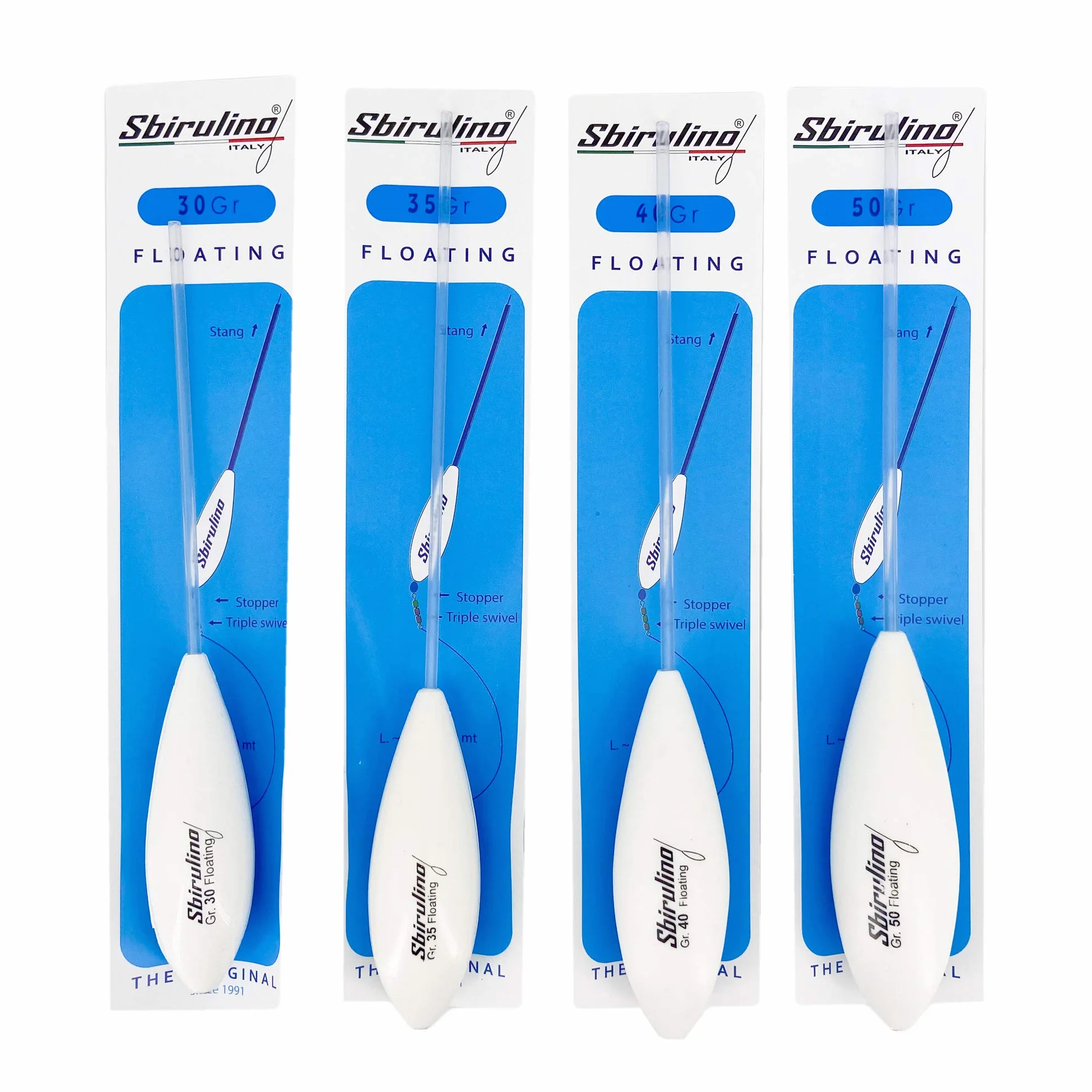 Sbirulino Kit de bombardas de pesca (juego de bombardas flotantes 30-35-40-50 g)