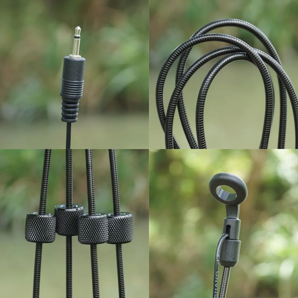 Hirisi Tackle Swingers de pesca de carpa, 4 unidades, luz LED, conector de 2,5 mm, desmontable, indicador de picada de pesca Swinger, accesorios de pesca.