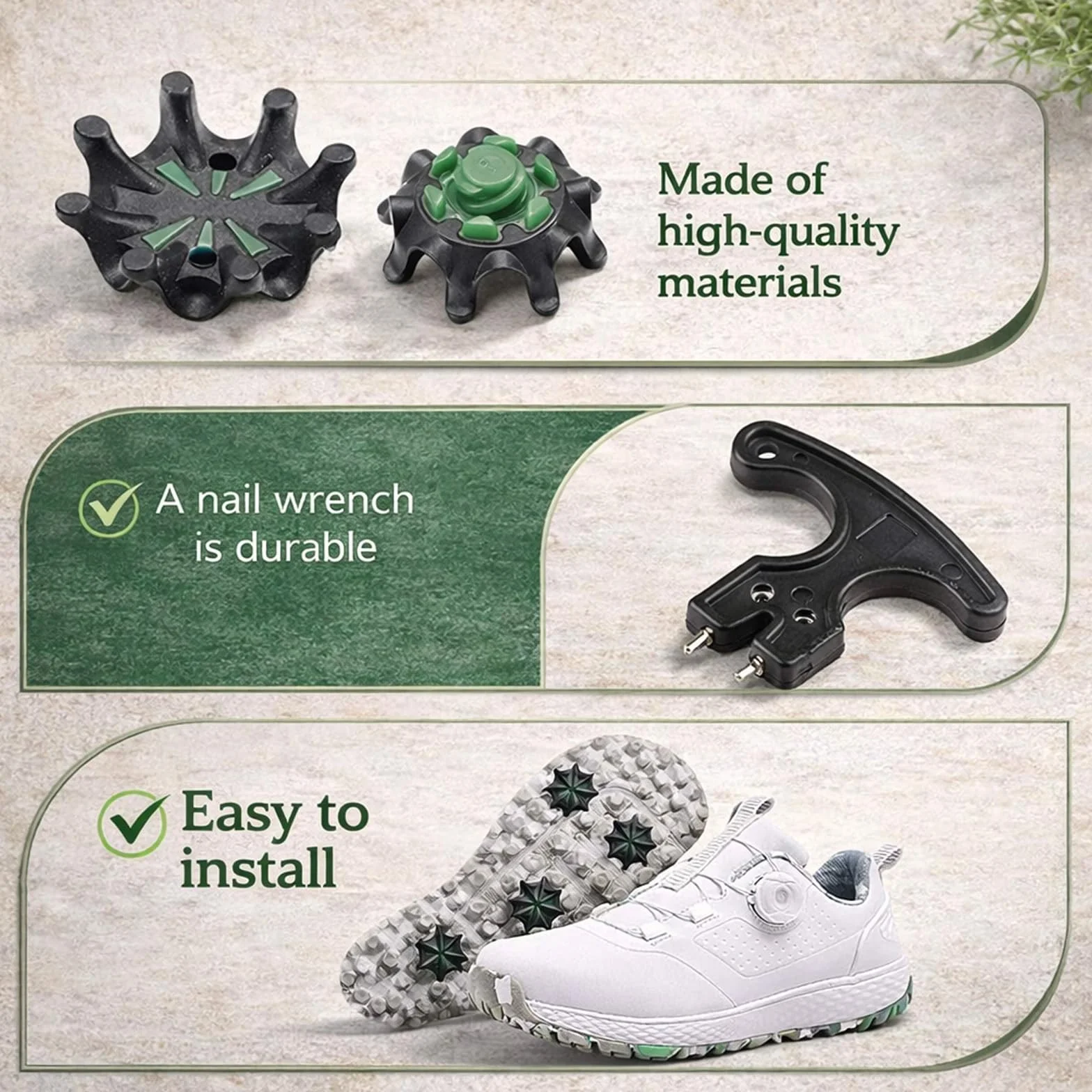 20 tacos de repuesto para zapatos de golf de giro rápido con llave, tacos de golf compatibles con Fast Lok Twist 3.0, tacos de goma suave antideslizantes para zapatos de golf FootJoy, negro y