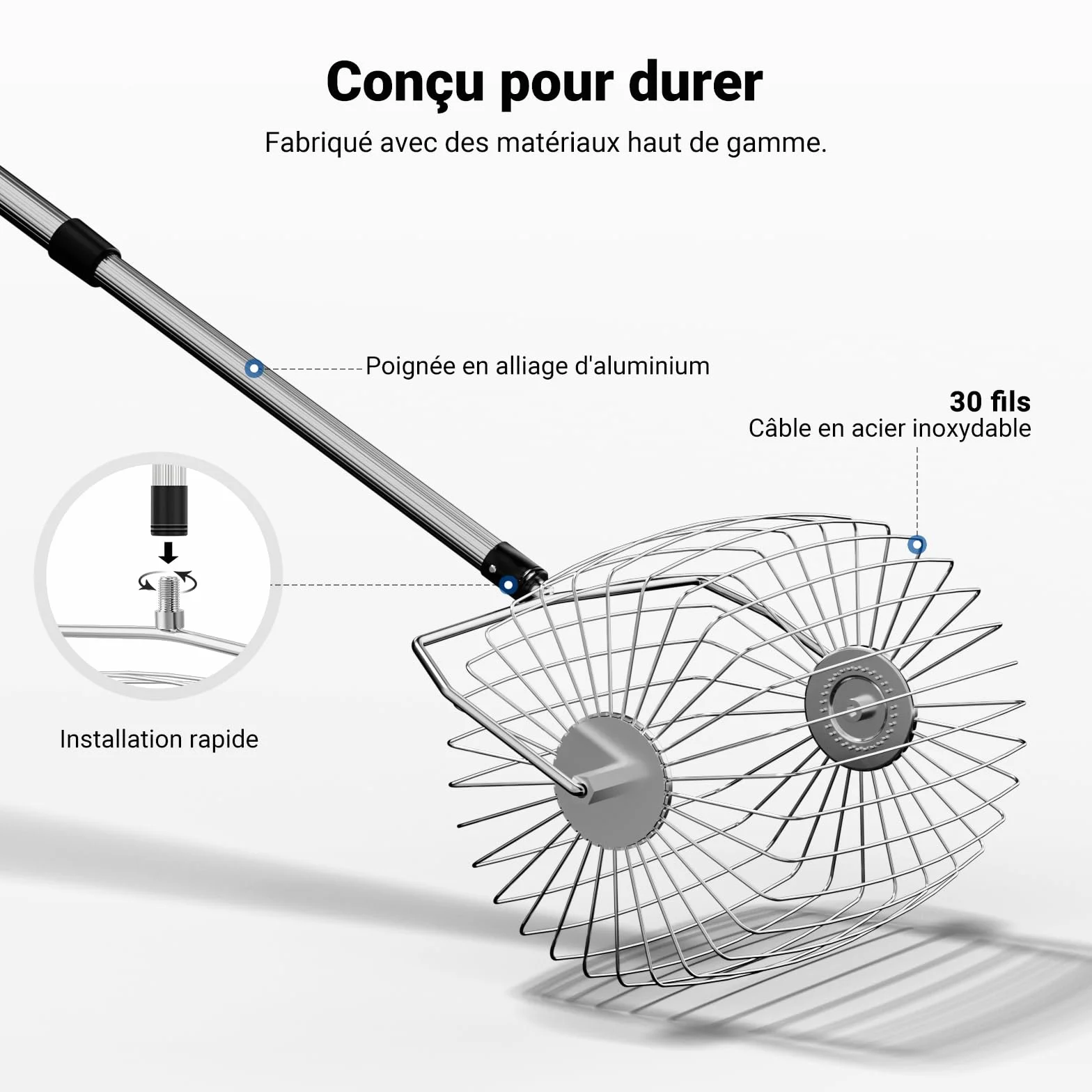 NEEWER Basics TB05S - Recolector de Pelotas de Tenis, no más agacharse, recogedor Ovalado de 80 – 144 cm, recogedor telescópico para hasta 35 Pelotas de Tenis