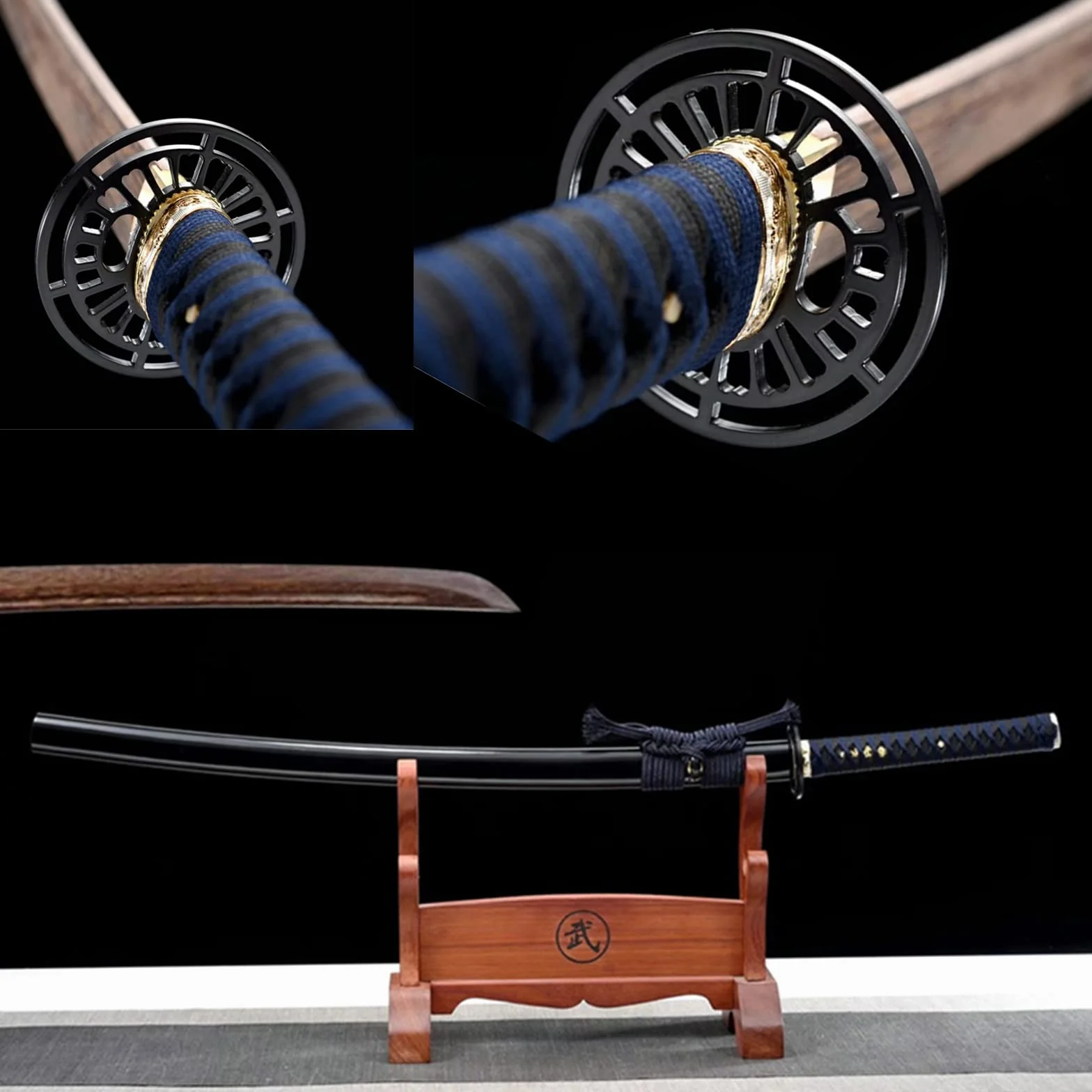 Espada samurái Iaido de estilo japonés,Katanas reales,Bokken palisandro natural 103 cm con vaina pintura madera maciza,Katana hecha a mano para entrenamiento,cosplay,decoración del hogar,exhibición