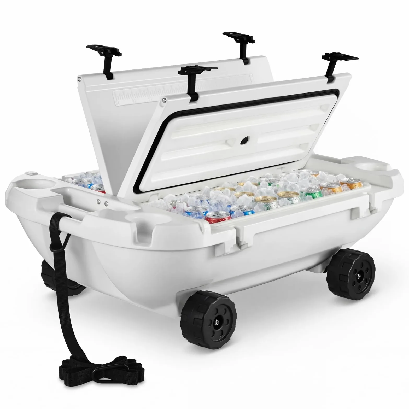 VEVOR Nevera Flotante 37,9 L Enfriador Flotante para Agua y Tierra con Carcasa Rígida Aislada, Ruedas, Portavasos, Cuerda de Remolque, Asas Laterales para Playa Piscina Barco Bebida Hielo Color Blanco