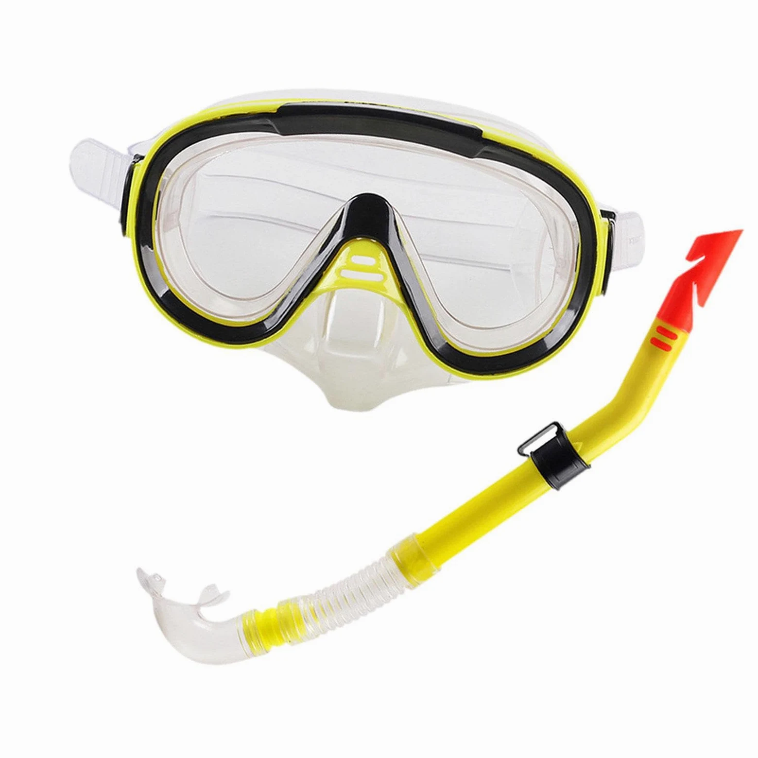 Juego de esnórquel de visión amplia, máscara de buceo, gafas de natación, gafas de buceo para bajo el agua, rojo transparente, 18,5 x 20,5 x 7 cm