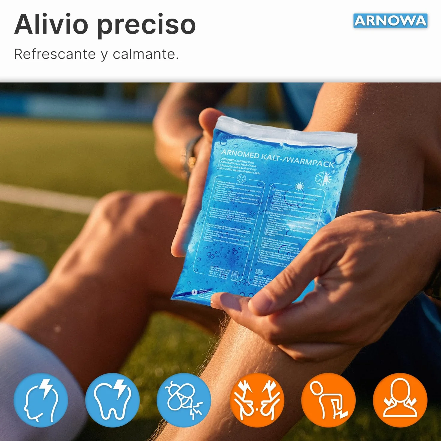 ARNOMED® 2x Compresas frías de gel reutilizables 12x29cm aptas para microondas