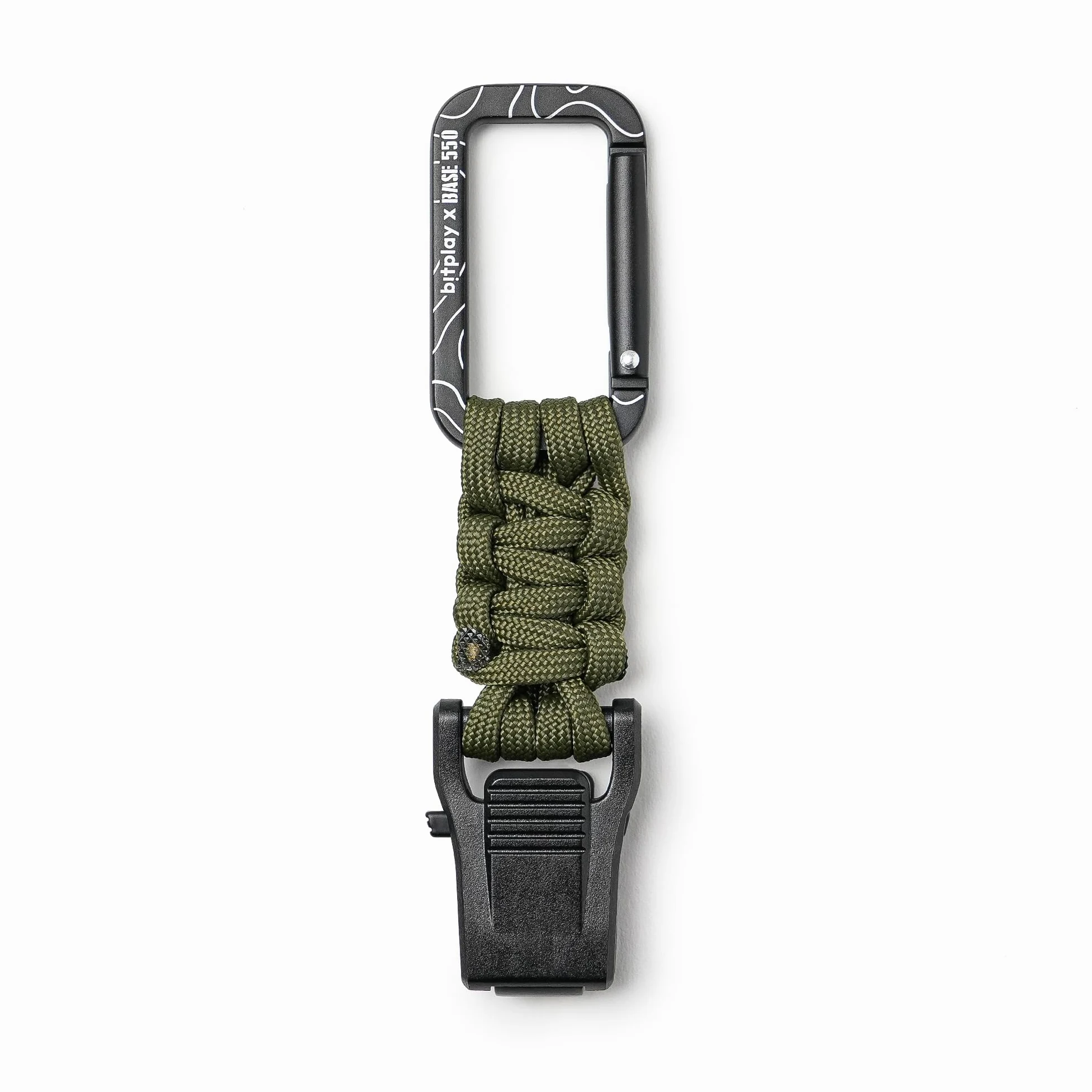 Bitplay Base550 - Mosquetón paracord de liberación rápida para aventuras al aire libre, camping, senderismo, gimnasio, hamacas, llaveros y otros artículos utilitarios