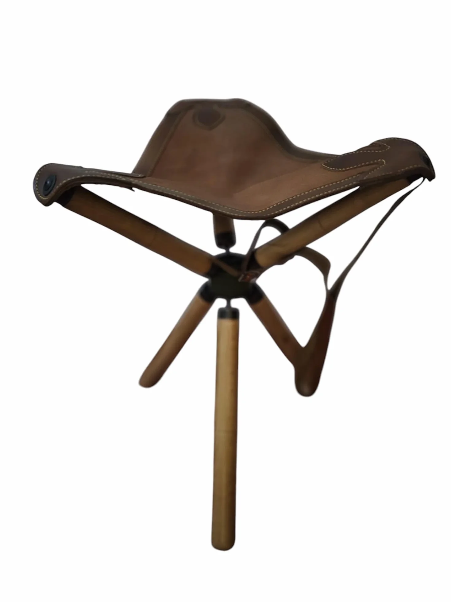Genérico Silla de Caza trípode giratoria con Asiento en Piel de Haya Altura 56cm