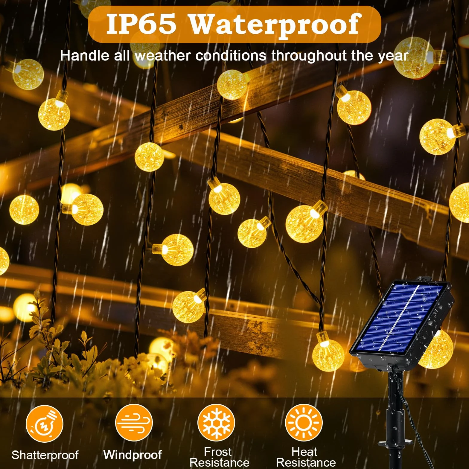 Realky Guirnaldas Luces Exterior Solar 100 LED 18M IP65 Impermeable Blanco Cálido