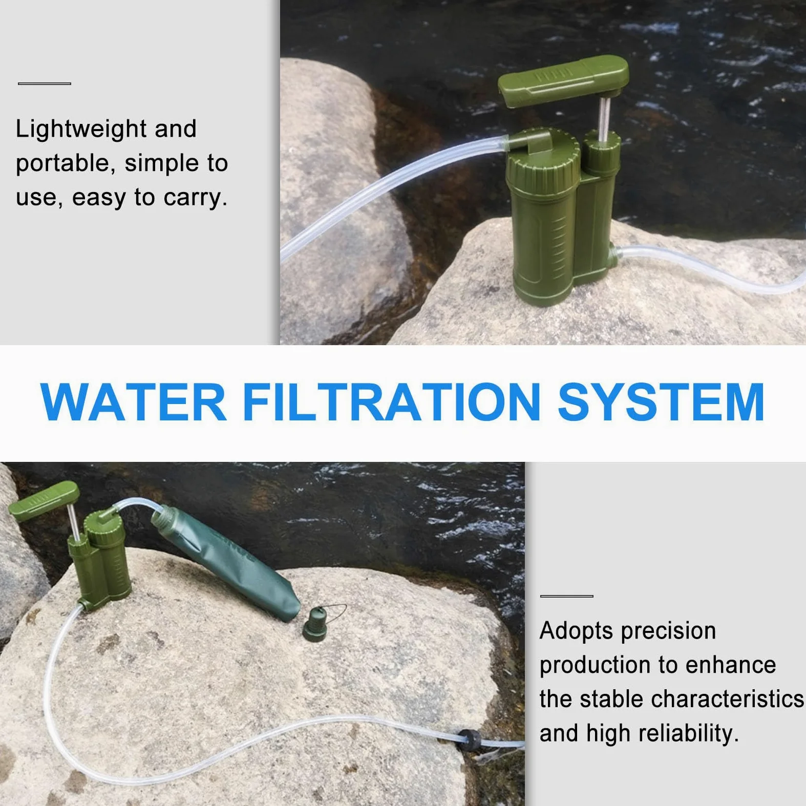 Toddmomy Purificador de Agua Portátil Verde de Abs para Camping | Filtro Exterior de Emergencia, Seguro y Fiable, Fácil de Transportar, Uso en Rutas y Acampadas