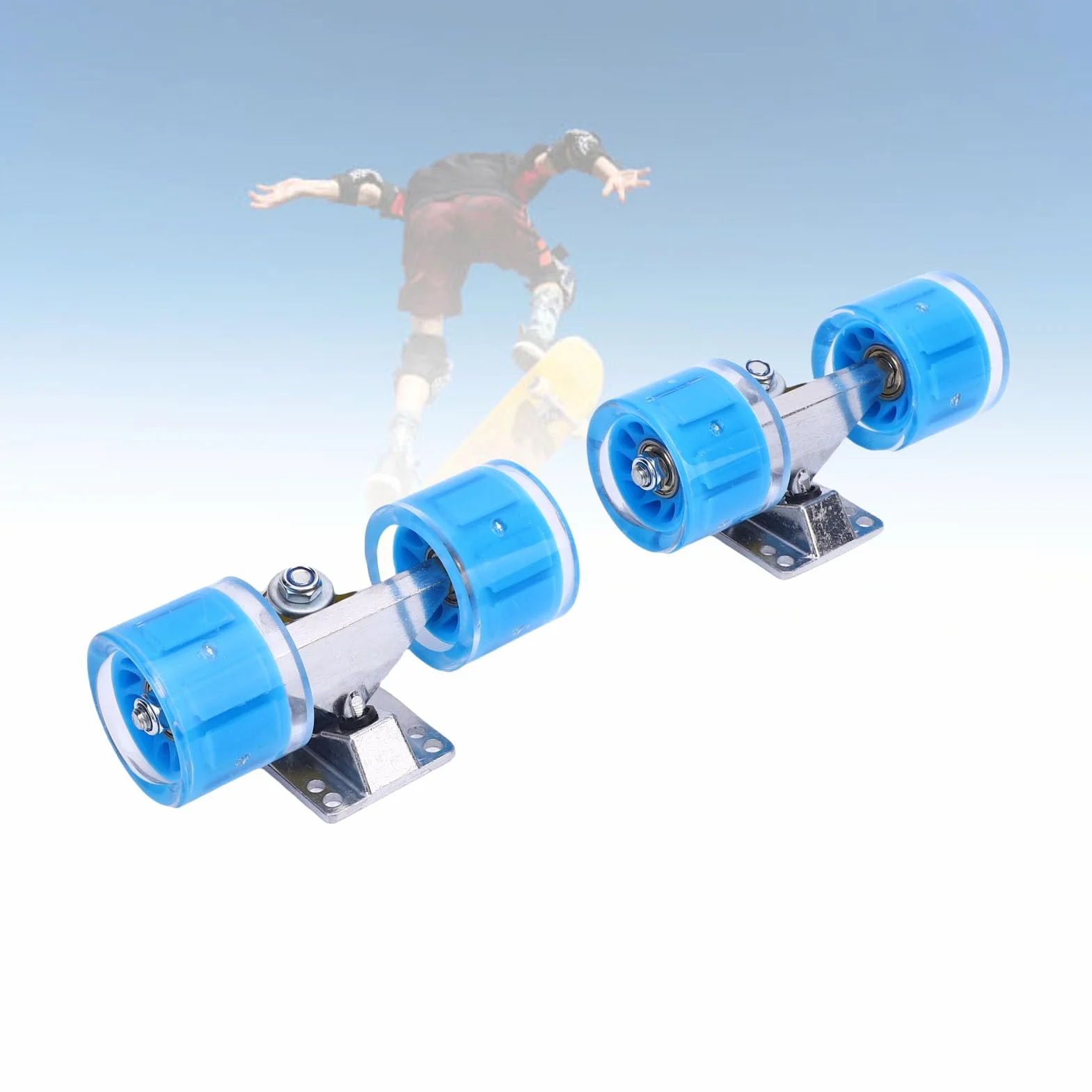 Fockety Juego de Ejes y Ruedas para Patineta Longboard (55 X 45 mm), Juego de Ruedas y Ejes de Aleación de Aluminio, Kit de Hardware Básico para Cruiser