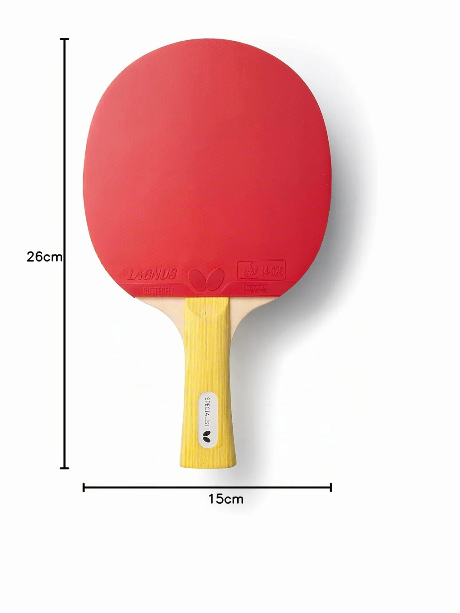 Raqueta de Tenis de Mesa BUTTERFLY Specialist | Raqueta de Tenis de Mesa Profesional para Jugadores avanzados y de competición | Gomas aprobadas por la ITTF Negro/Rojo | Superficie de Alto Agarre