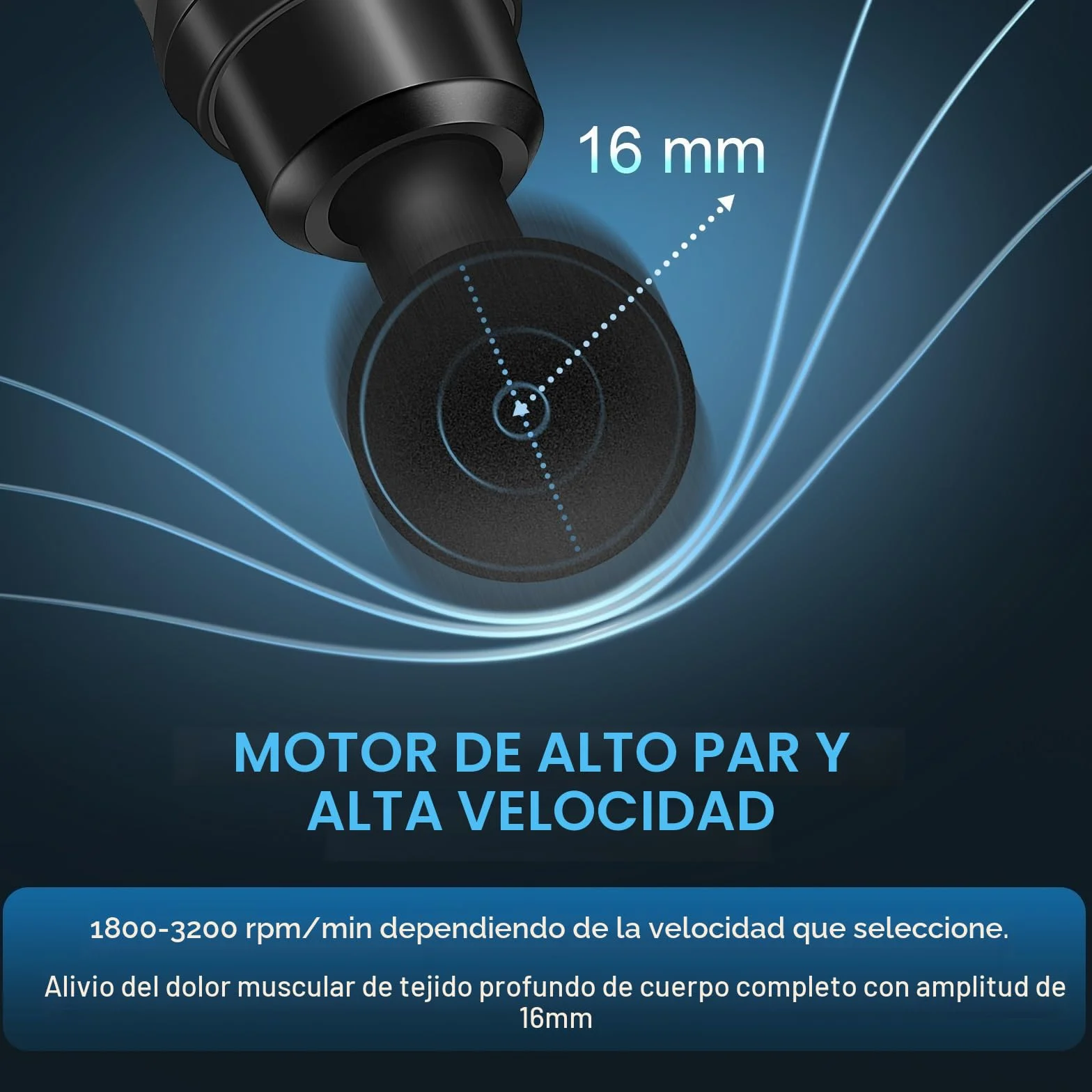 Pistola de Masaje Muscular Profesional con 30 Velocidades, Pantalla Táctil LCD, 10 Cabezales, Negro
