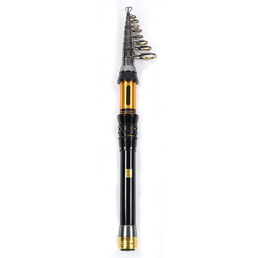 Caña de Pescar telescópica Mini caña de Pescar de Pesca portátil caña de Pescar con Anillo de Alambre de cerámica para la Pesca al Aire (3.0m)