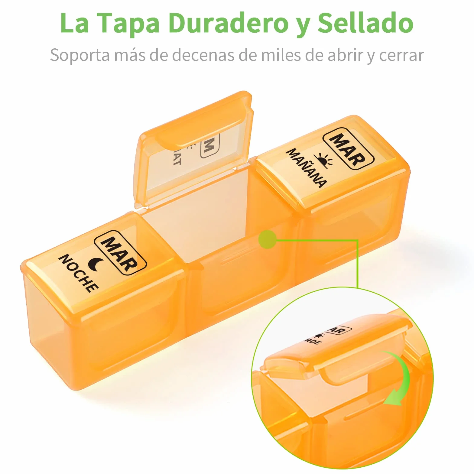 Opret Pastillero Semanal 3 Tomas Grande, Dosificador de Comprimidos 7 Dias 21 Compartimentos, Pastillero de Viaje