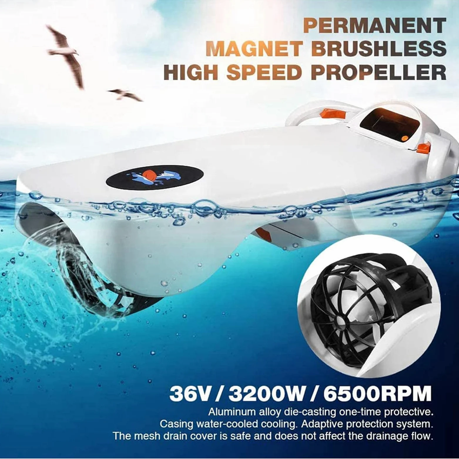 Patinete eléctrico de hélice para tabla de surf para natación y surf, diseño somatosensorial inteligente, capacidad de la batería 12 AH, ideal para actividades acuáticas de adultos