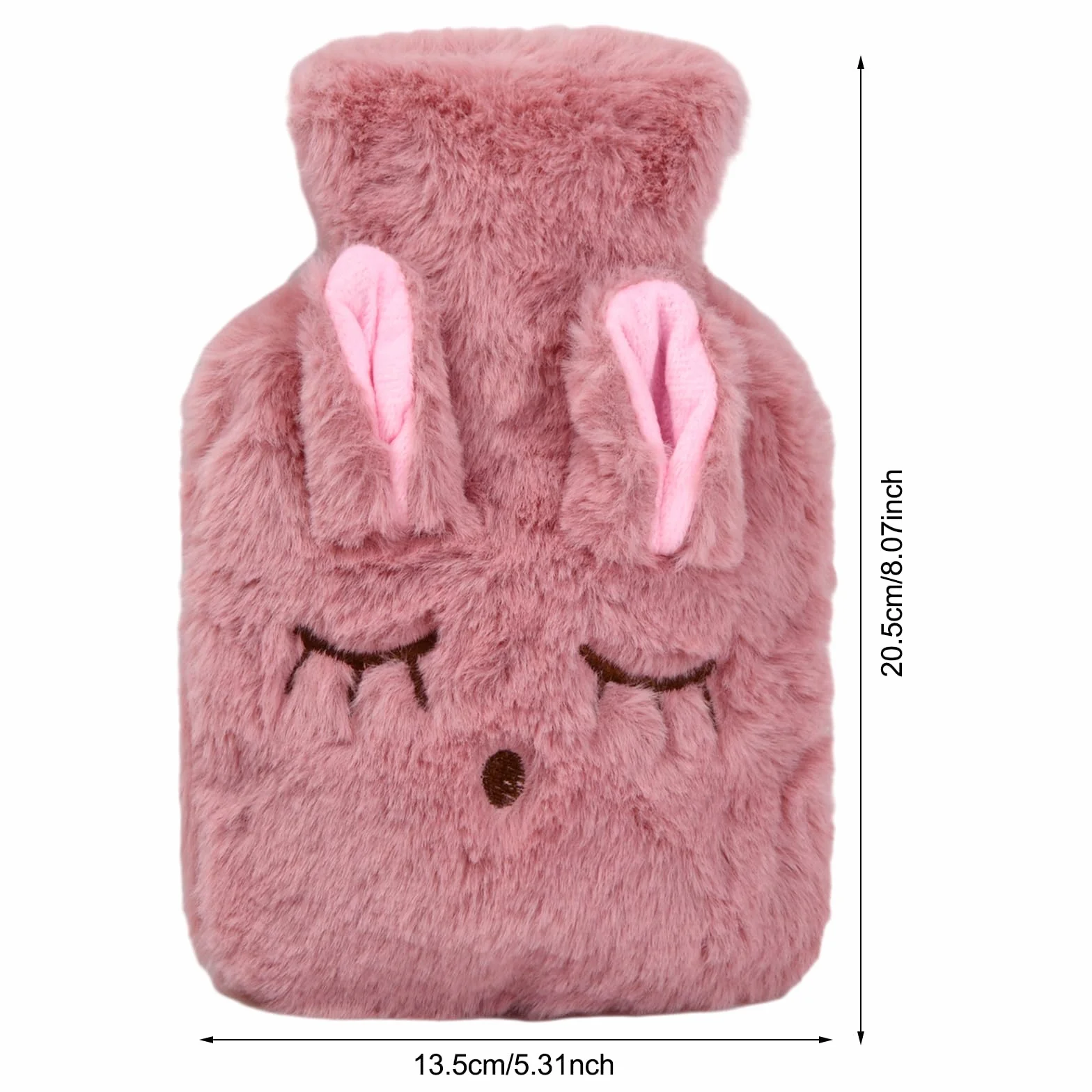Bolsa de Agua Caliente con Funda de Felpa Suave para Adultos y Niños, Alivio del Dolor (Rosa)