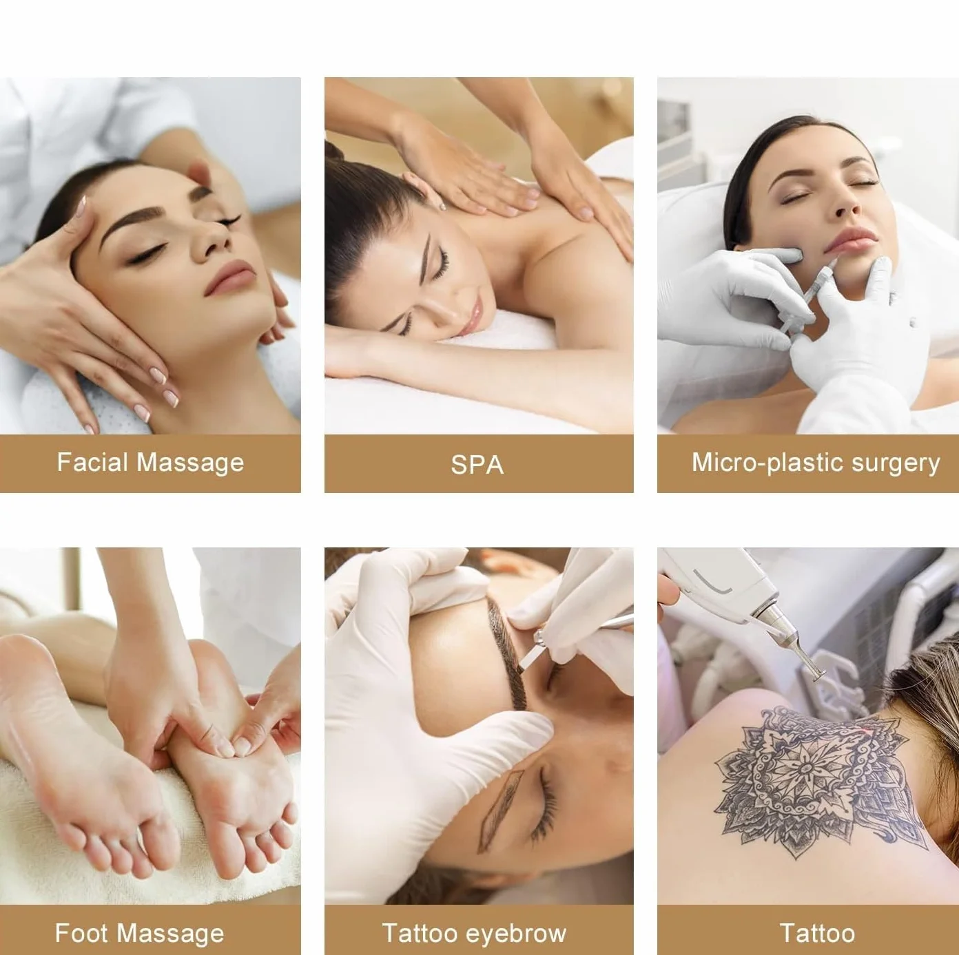 Camilla Masaje Plegable con Taburete 3 Zonas Profesional Ajustable Reposabrazos Reposacabezas para SPA Tatuaje Facial Pedicure (Blanco)