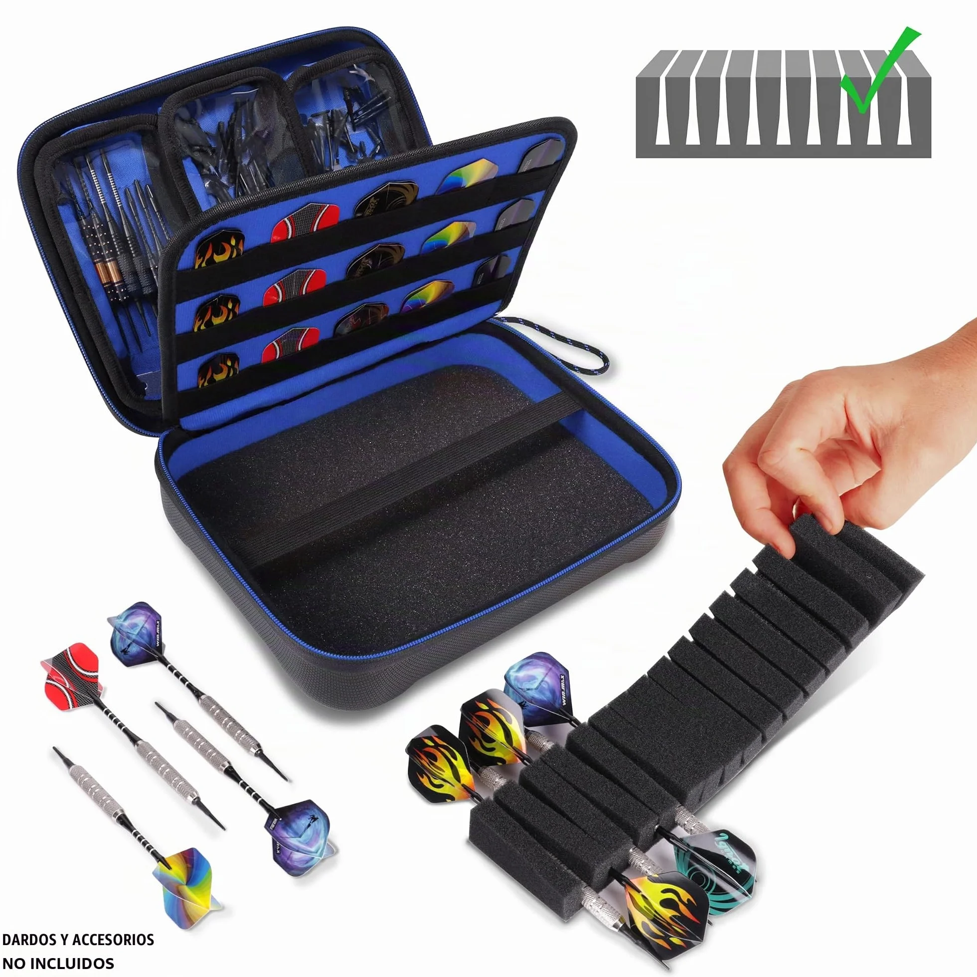 USA Gear Funda para Dardos semirrígida XL, Funda de Transporte para Dardos (15), Puntas de Dardos, Ejes de Dardos, vuelos de Dardos y más Accesorios de Dardos, Compatible con Dardos de Punta Suave y